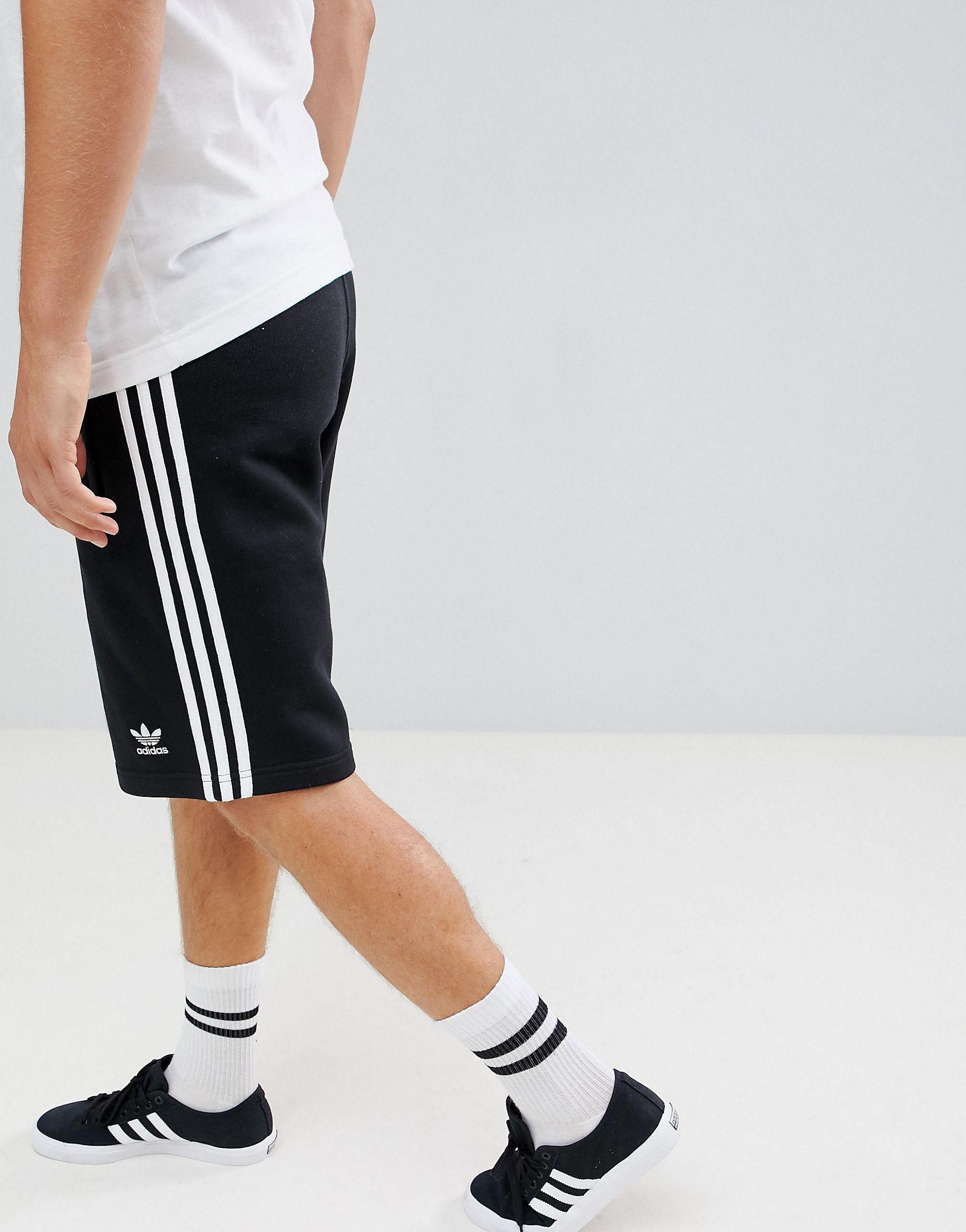 adidas originals adicolor three stripe shorts in black