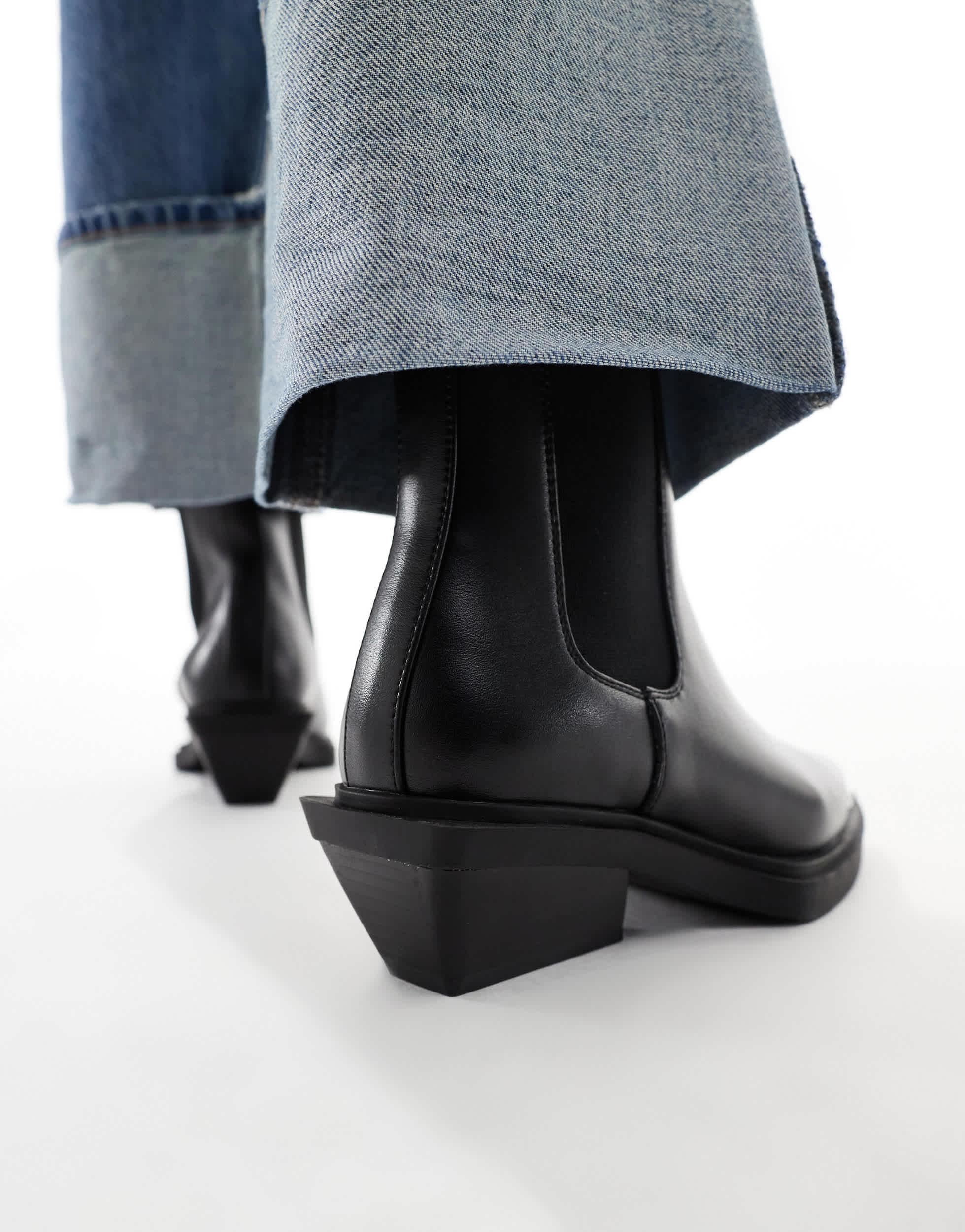 Flat ankle boots with toe cap detail hotsell