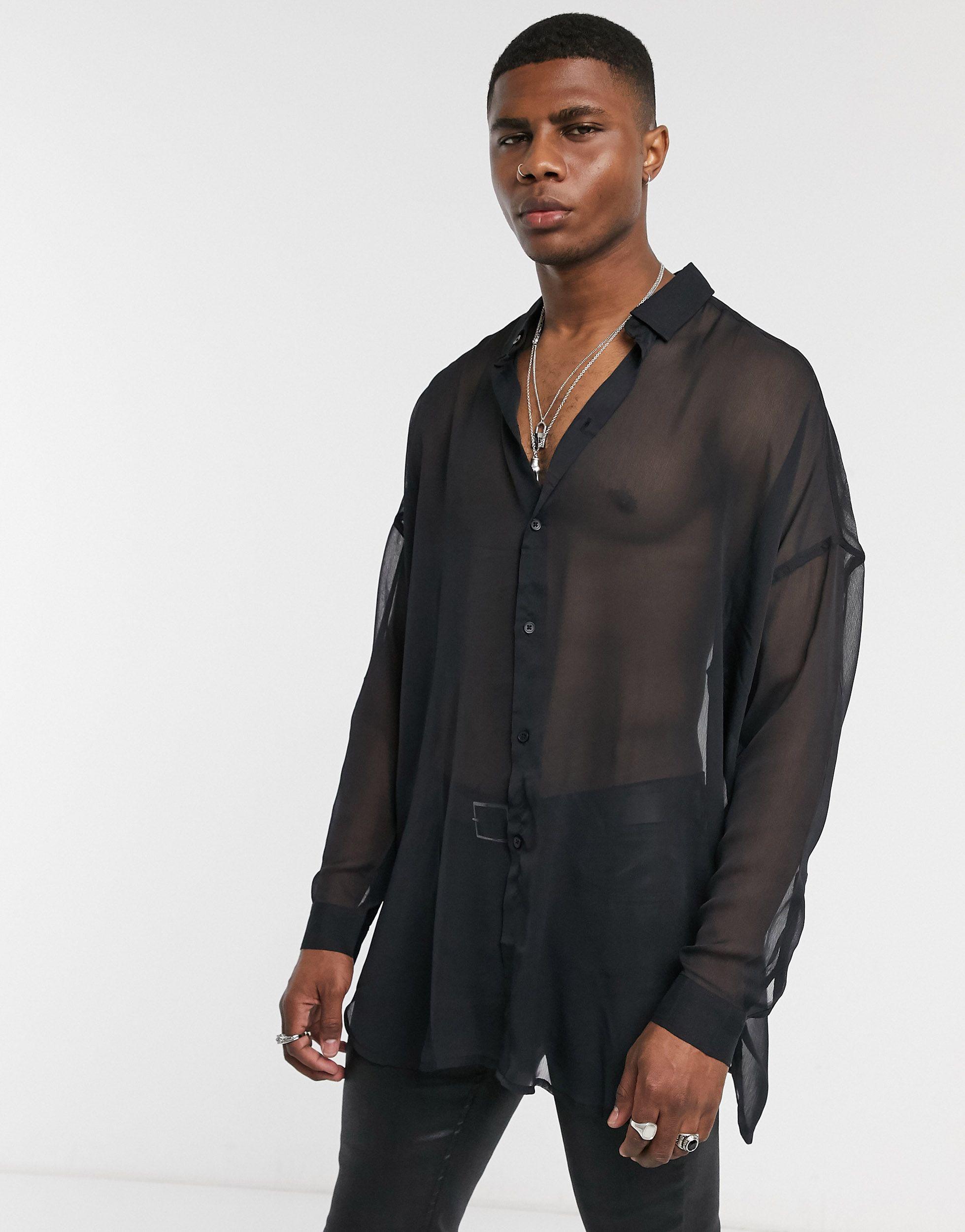 Camicia ampia trasparente nera da Uomo di ASOS in Nero | Lyst