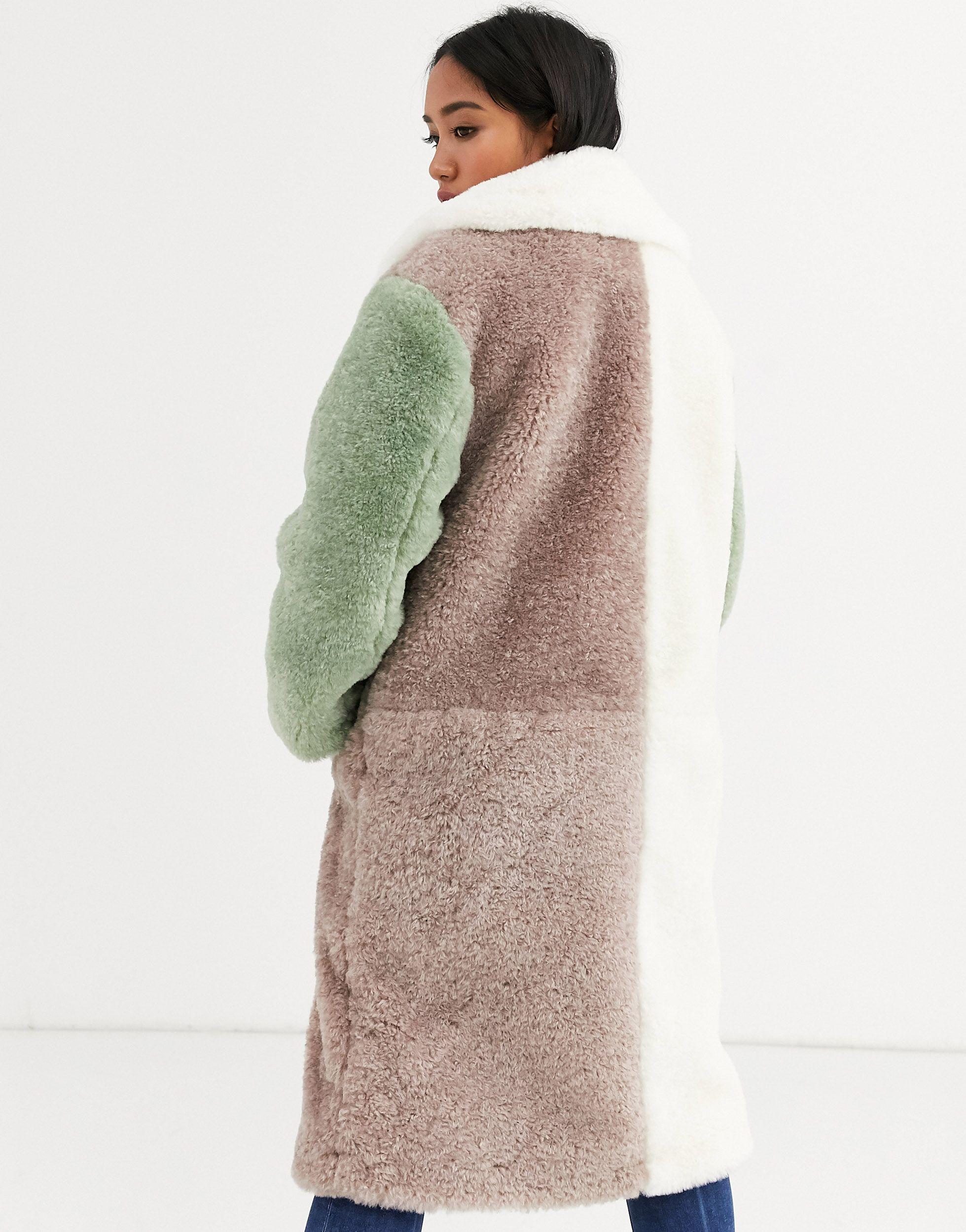 hooded borg maxi coat