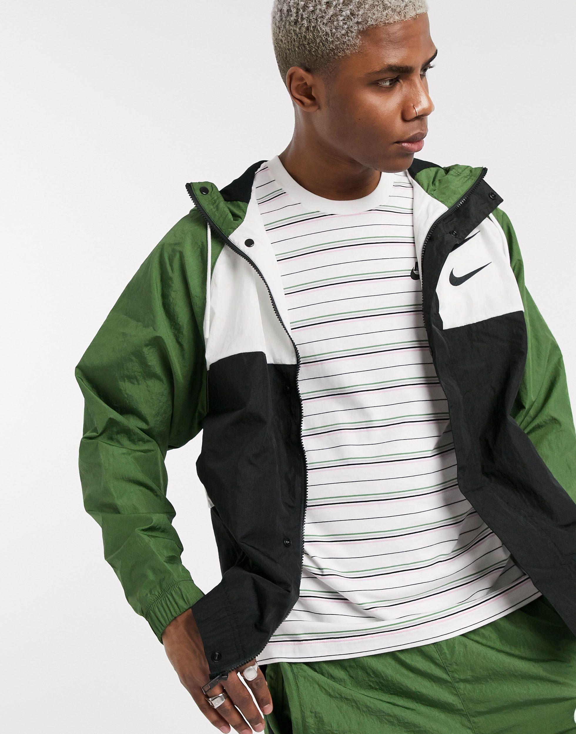 Nike Swoosh Colourblock Zip-through Woven Hooded Jacket in Black for Men |  Lyst