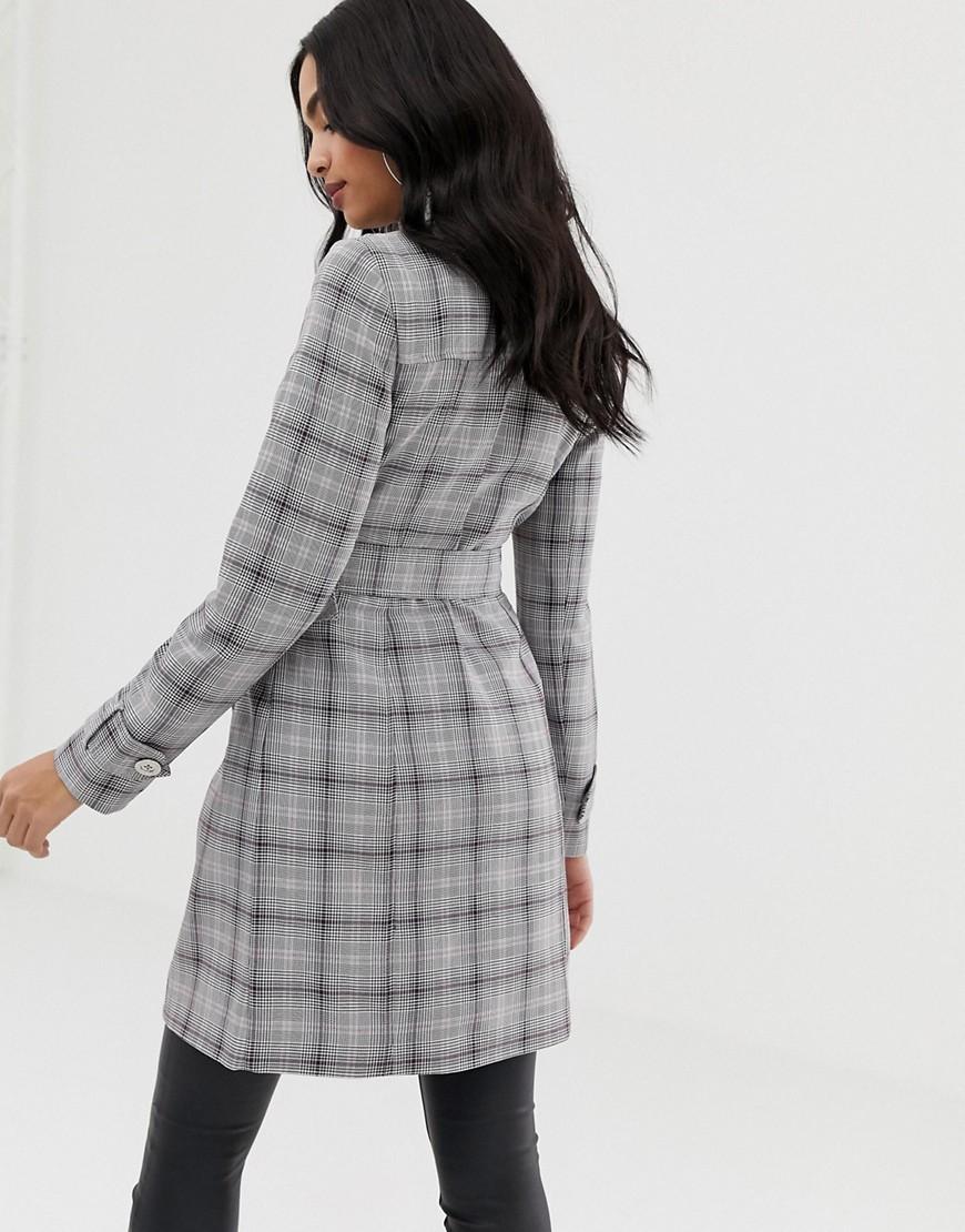 lipsy check wrap coat