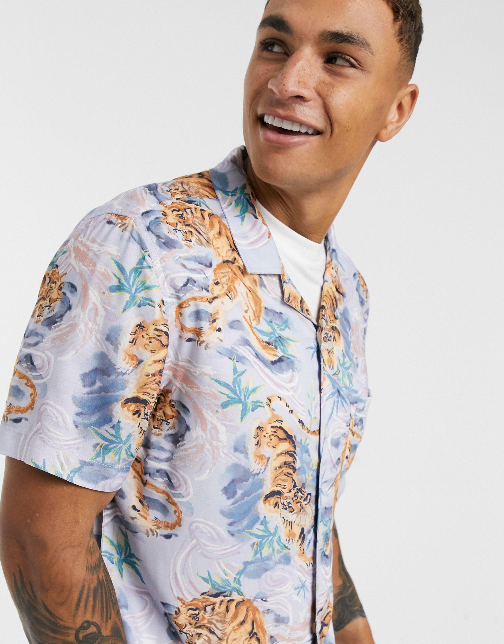 TOPMAN Short Sleeve Revere Shirt With 
