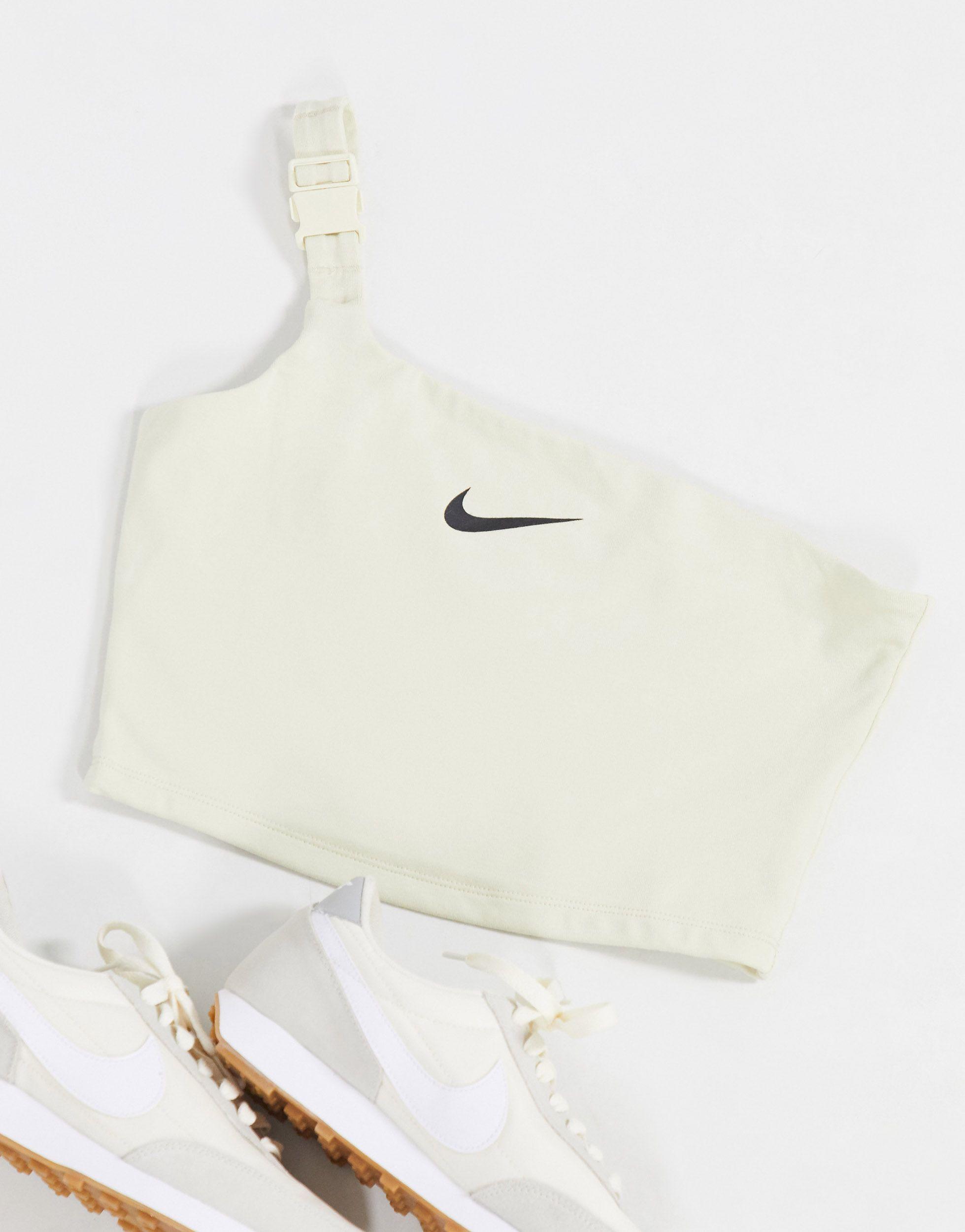 Nike One Shoulder Buckle Crop Top in White Lyst UK