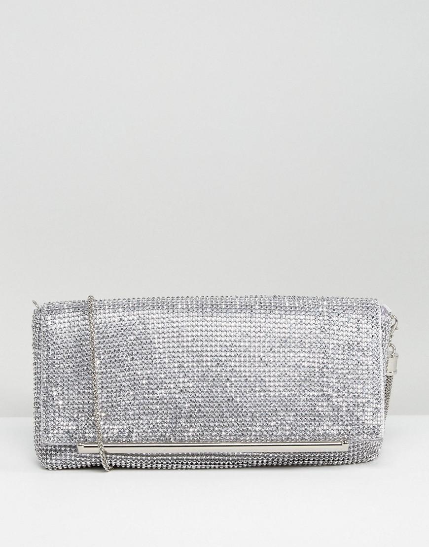 silver sparkle clutch bag