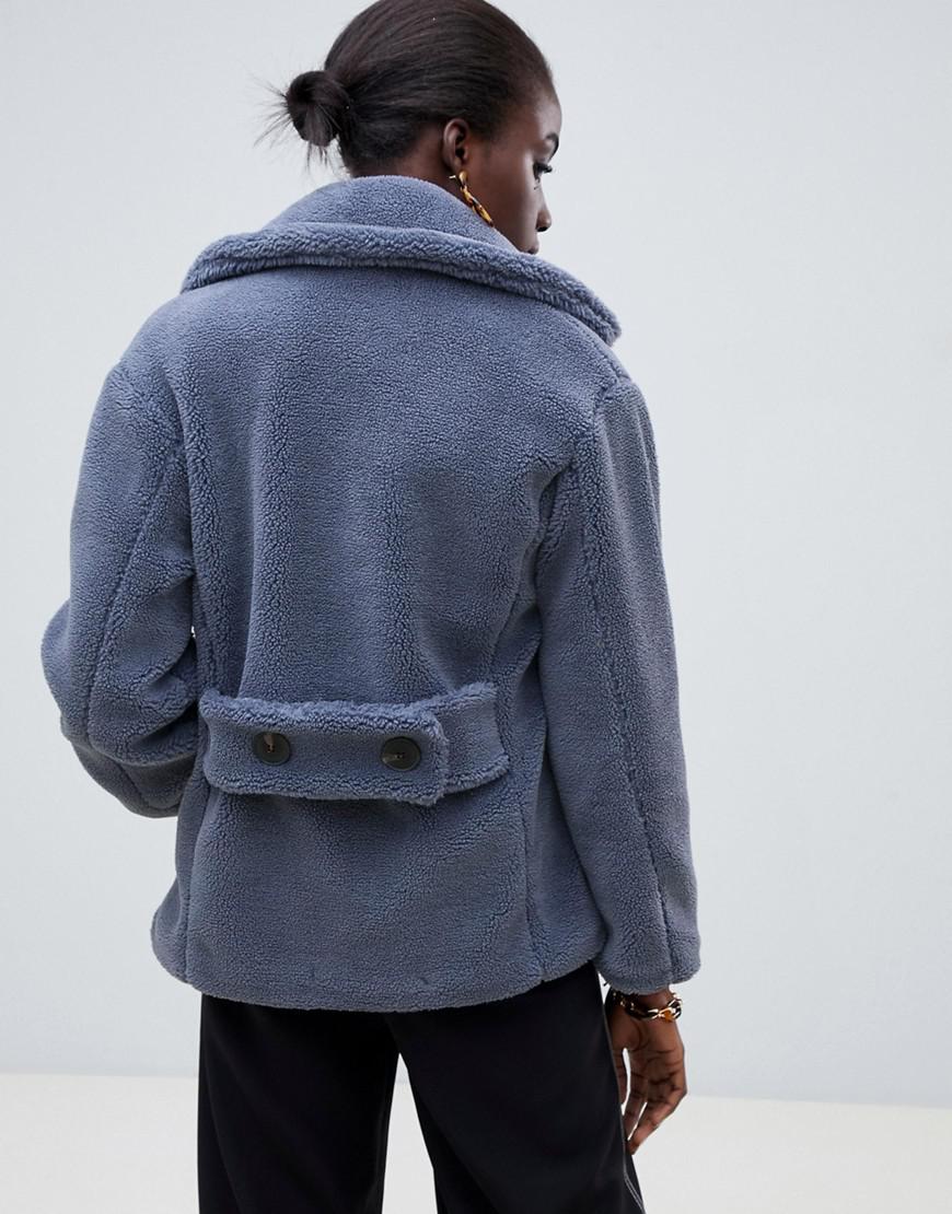 warehouse double breasted teddy coat