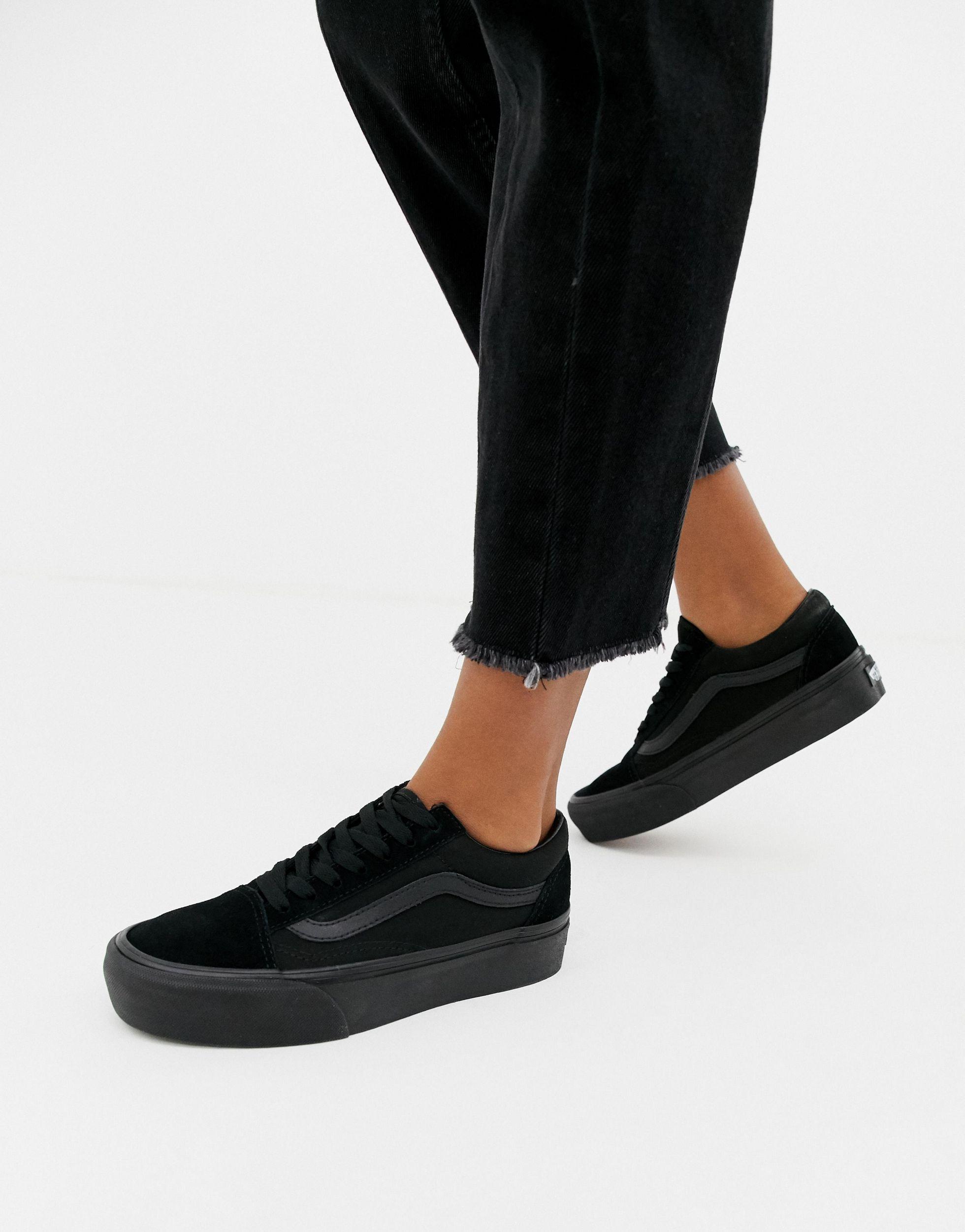 Zapatillas negras con plataforma old skool Vans de Lona de color ... عرض قوي