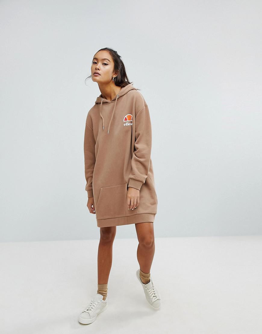 Ellesse Oversized Hoodie Dress With Washed Out Logo in Tan (Brown) - Lyst