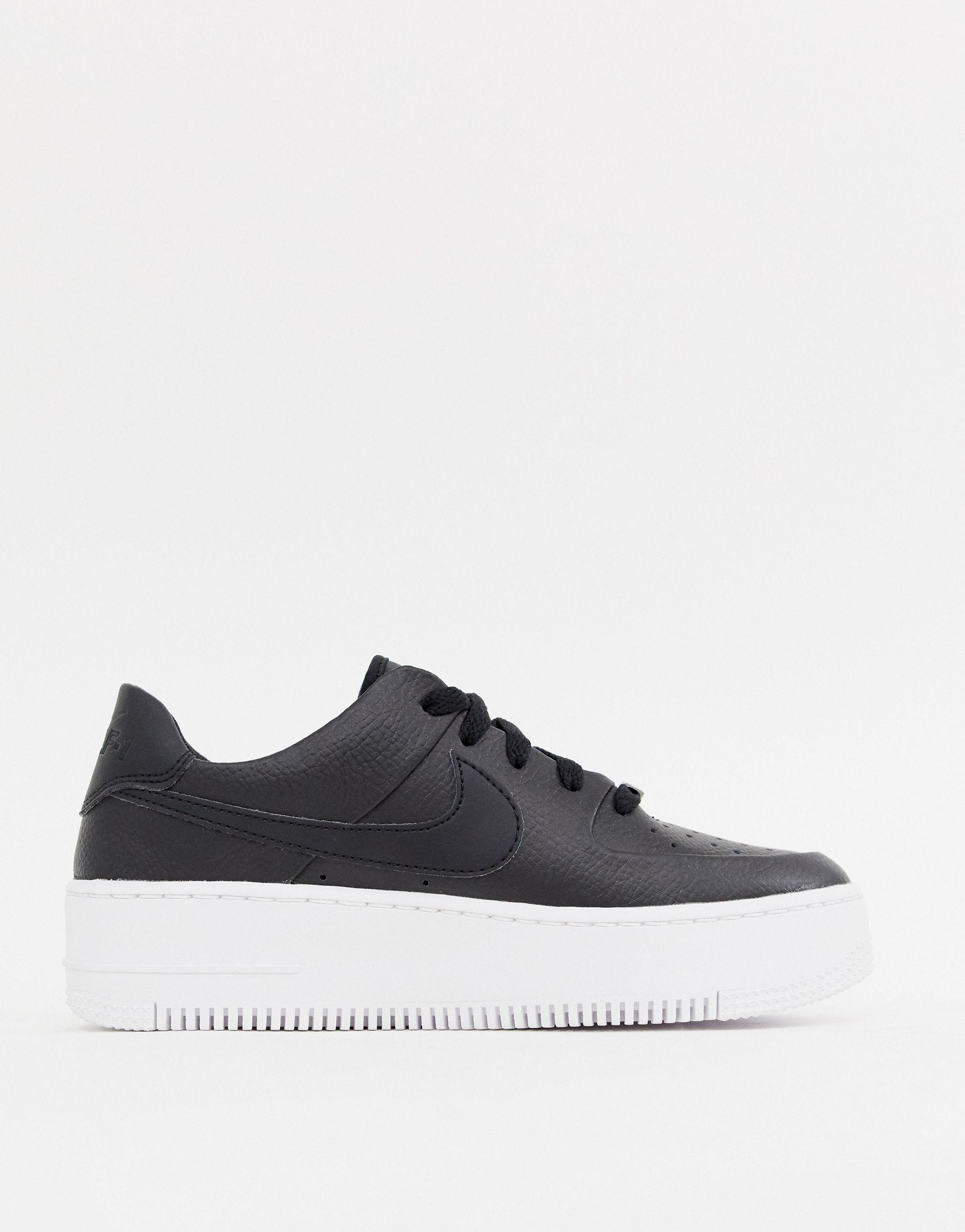 Nike Leather Air Force 1 Sage Low Basketball Shoes in Black/Black/White  (Black) - Lyst