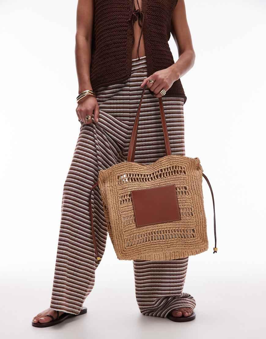 Woven Straw Asos Straw Bag Mango Woven Straw Tote Bag In Brown Lyst UK