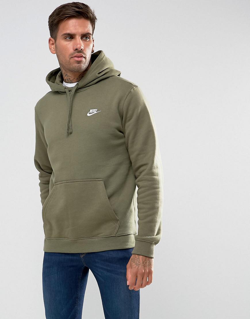 nike club hoodie in khaki