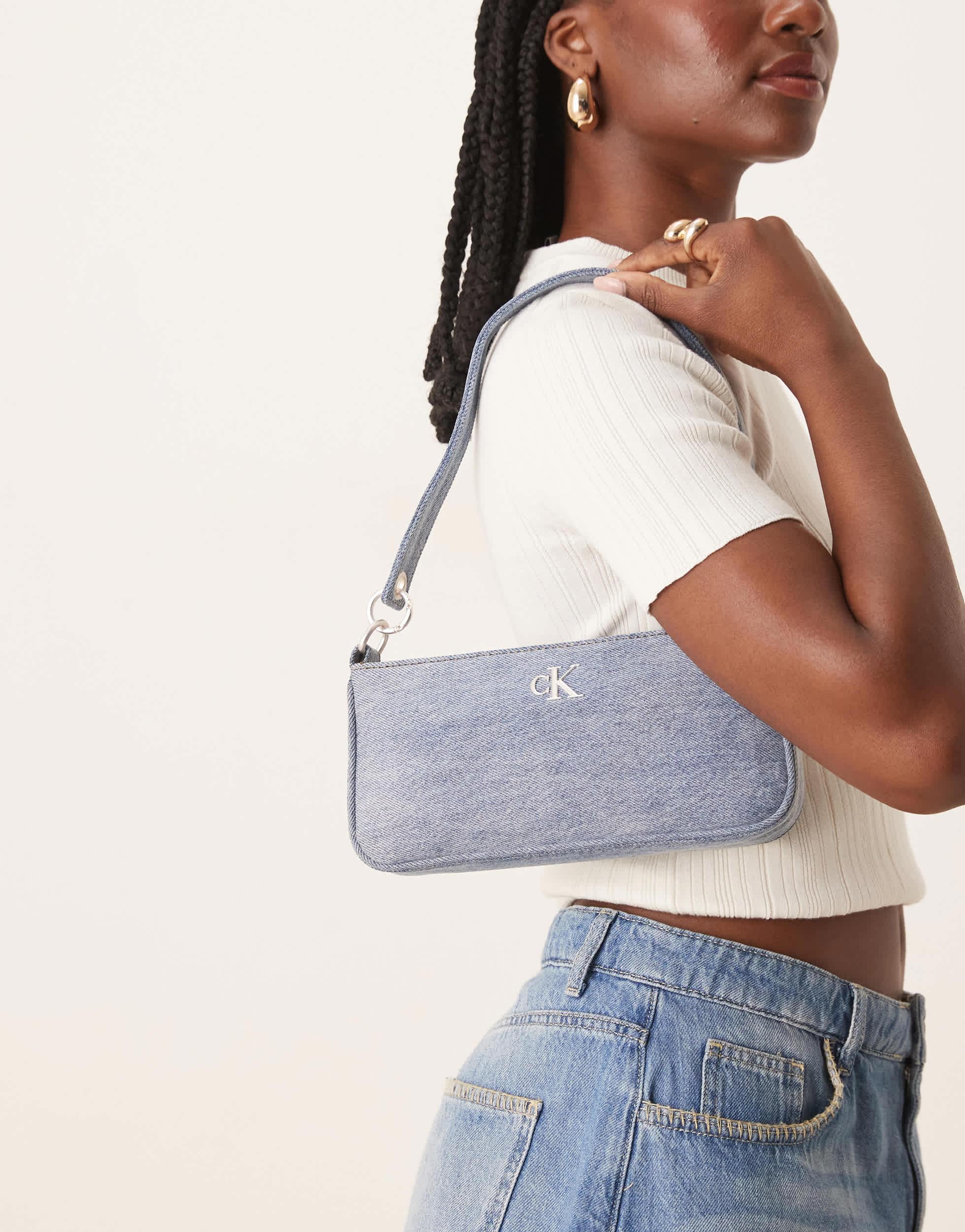 Calvin Klein 90s Denim Shoulder Bag in Blue | Lyst
