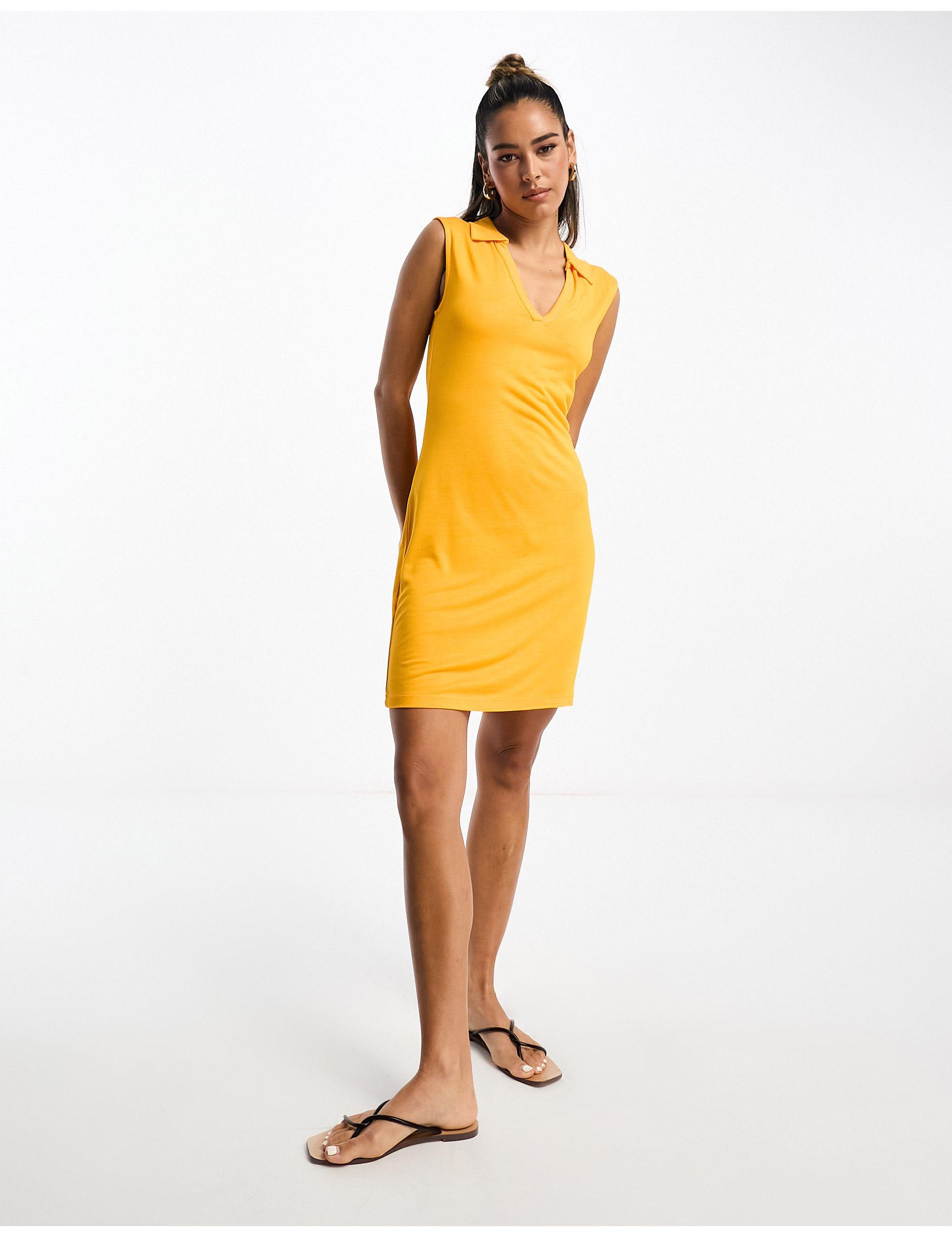 French Connection Sleeveless Jersey Mini Dress in Yellow | Lyst