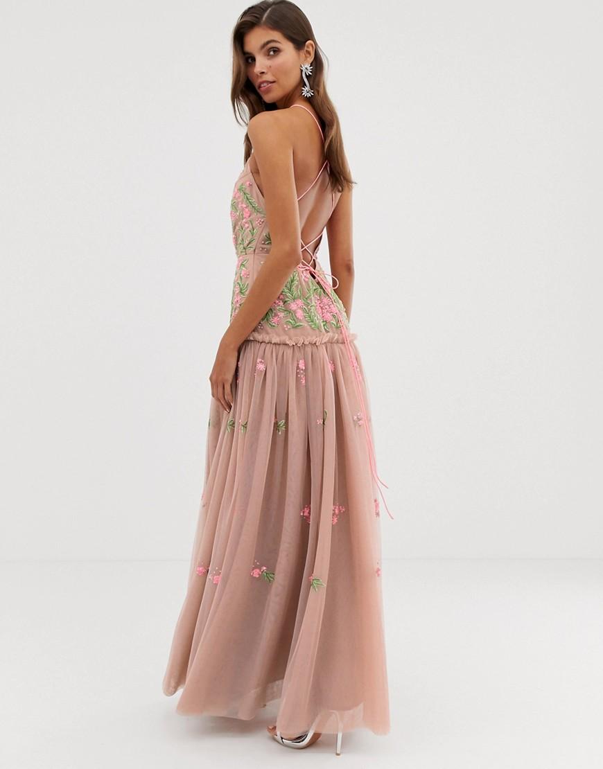 sequin floral gown