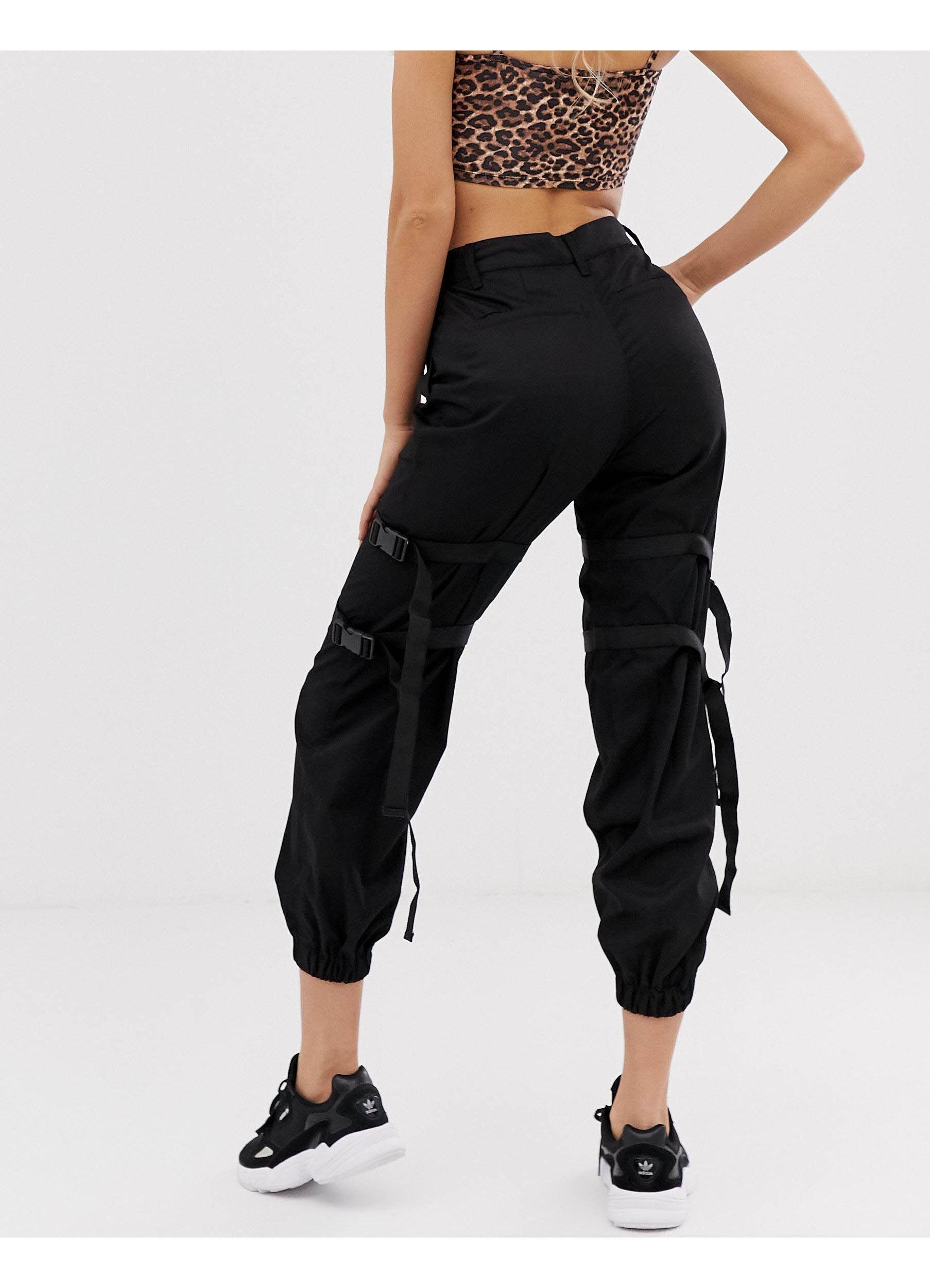 Motel Cargo joggers With Straps in Black | Lyst