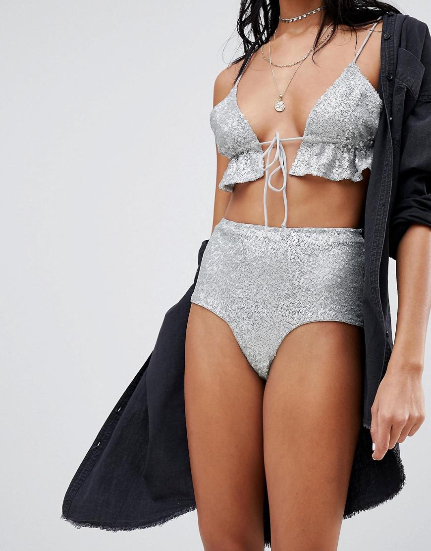 silver high waisted hot pants