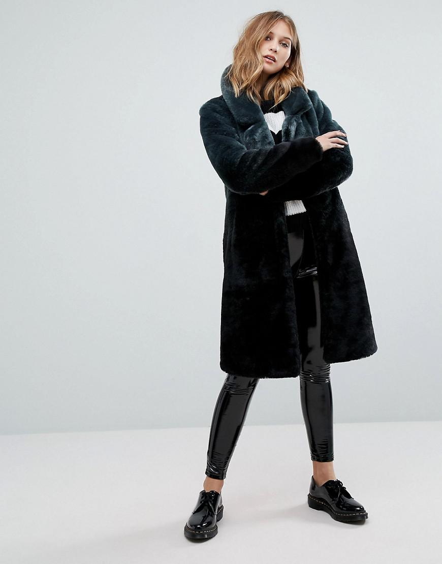 Urbancode Ombre Faux-fur Longline Coat in Black - Lyst