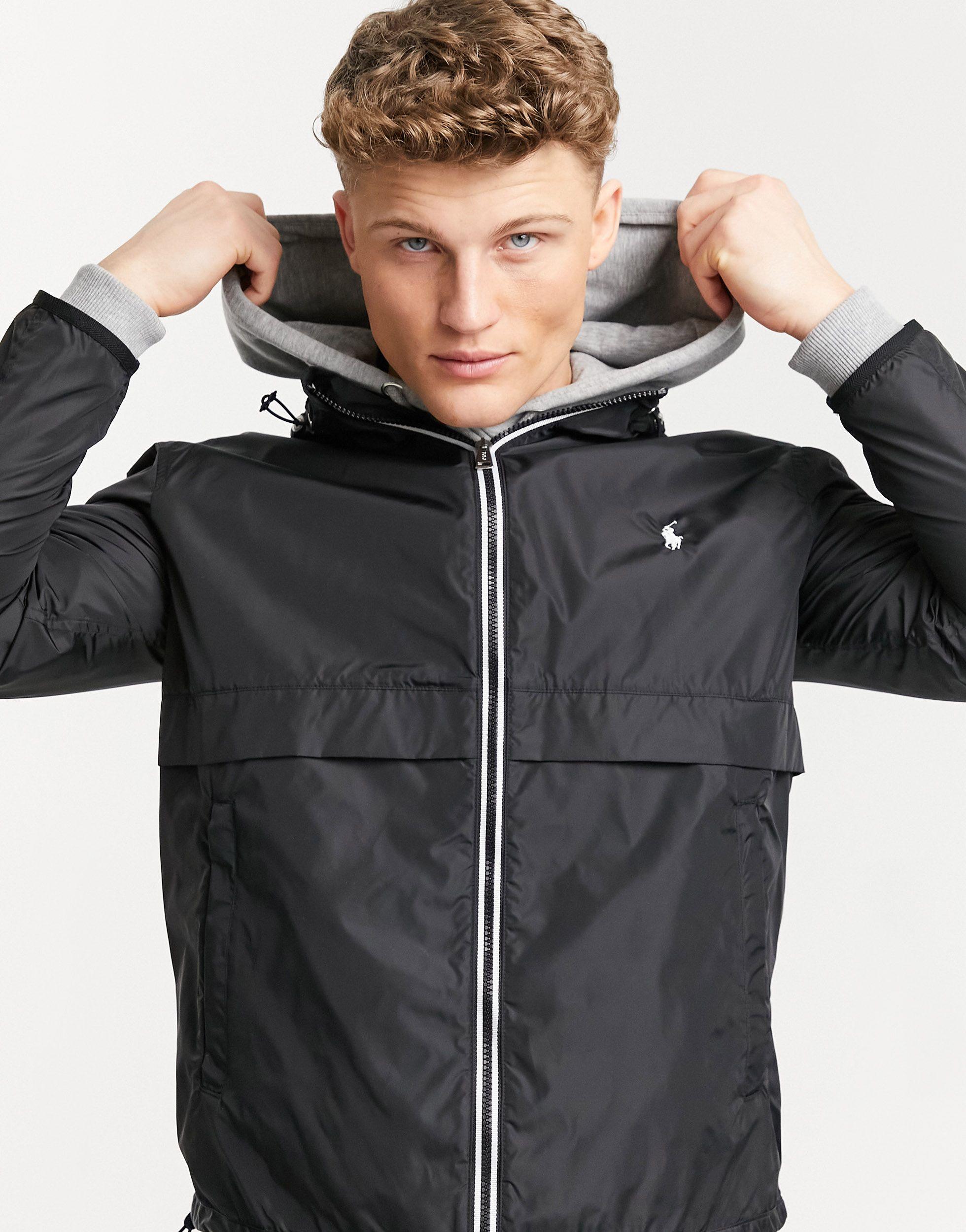 Polo Ralph Lauren Nylon Plainweave Belport Player Logo Hooded Rain Jacket  in Black for Men | Lyst UK