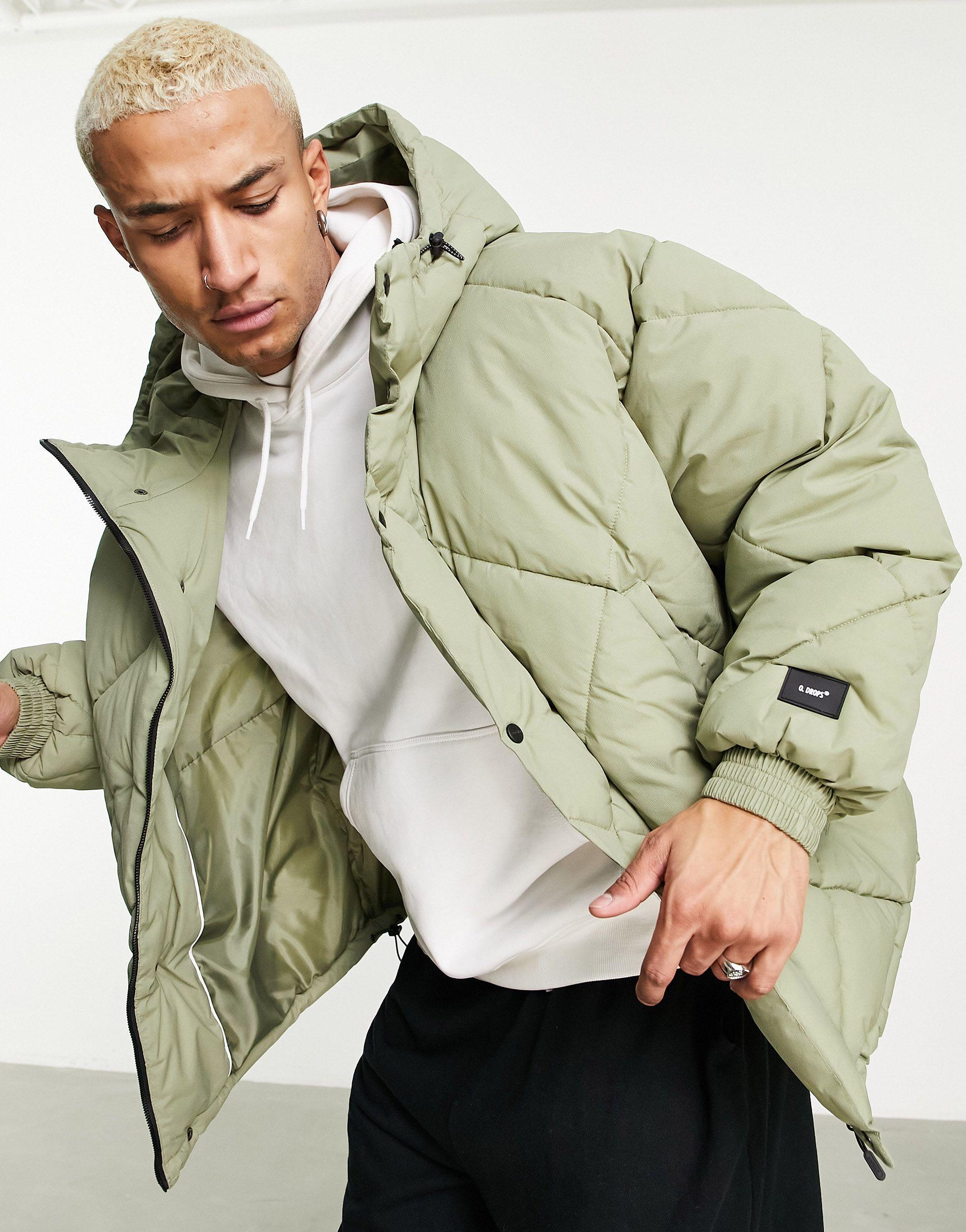 Bershka Oversized Puffer Jacket in Green for Men | Lyst