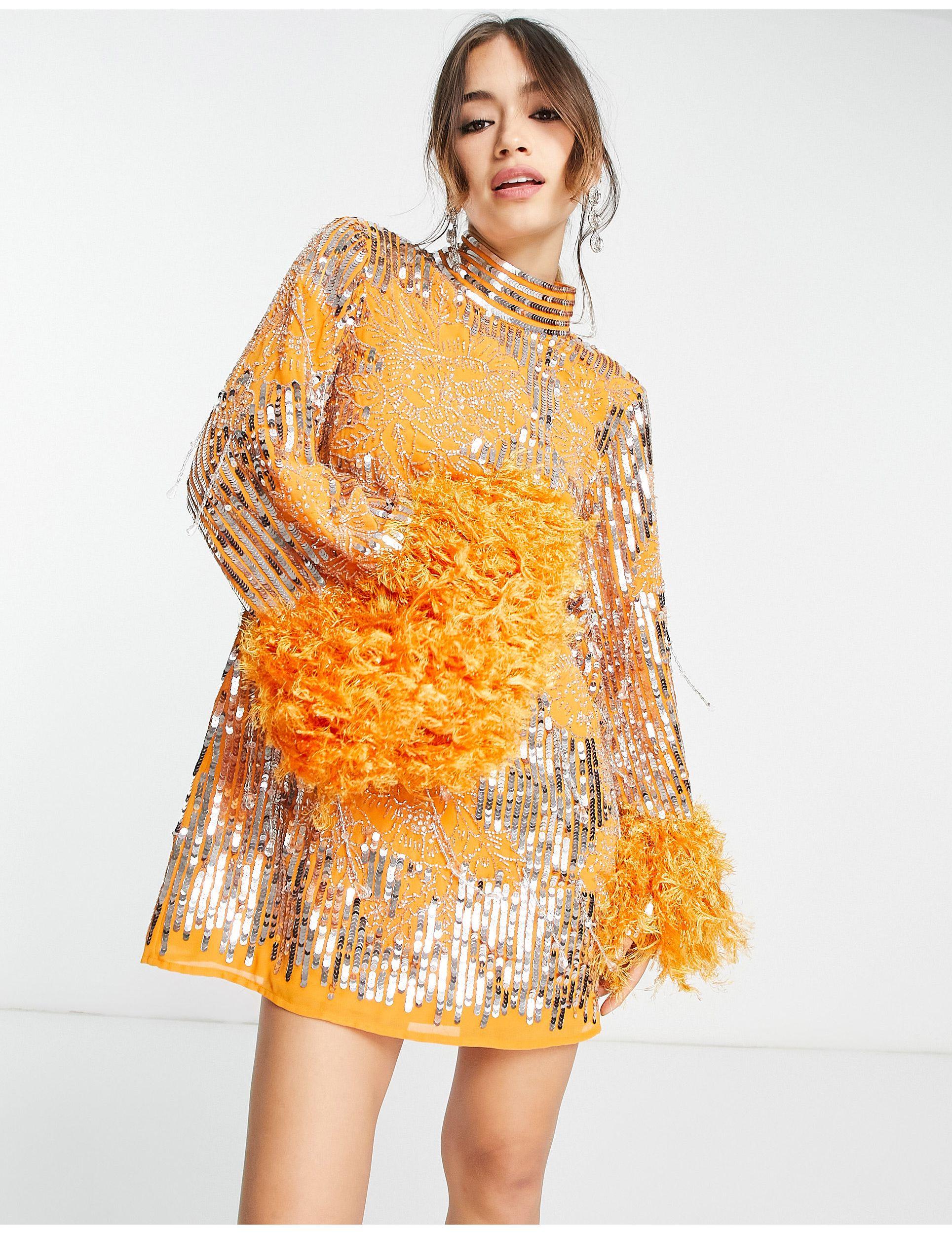 Gold Asos Paillettes Dress ASOS EDITION Embellished Shard Sequin