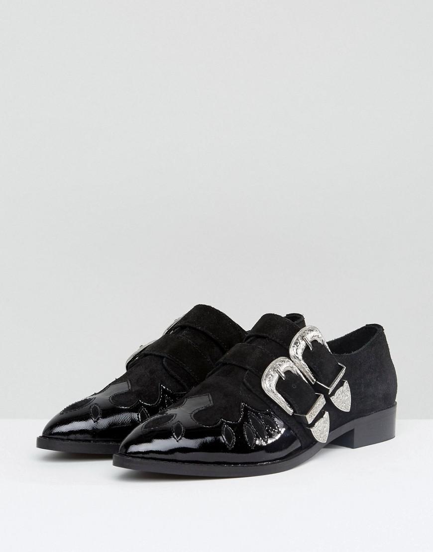 Download ASOS Misdemeanor Premium Leather Monk Shoes in Black - Lyst