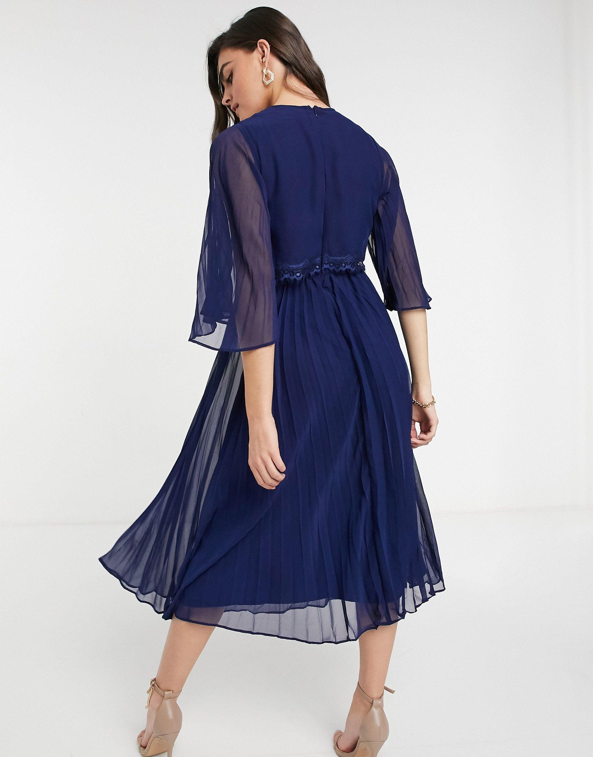 Asos design pleated bandeau clearance midi dress with double layer