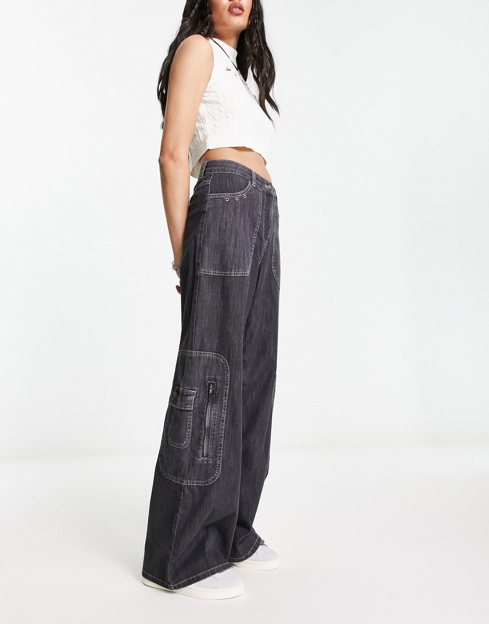 Collusion Y2k Cargo Straight Leg Jeans in Blue Lyst