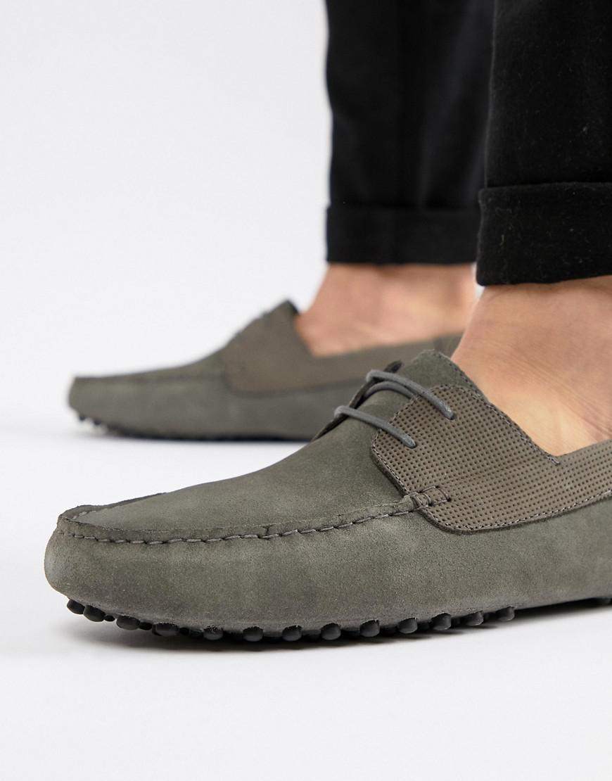 grey driving shoes