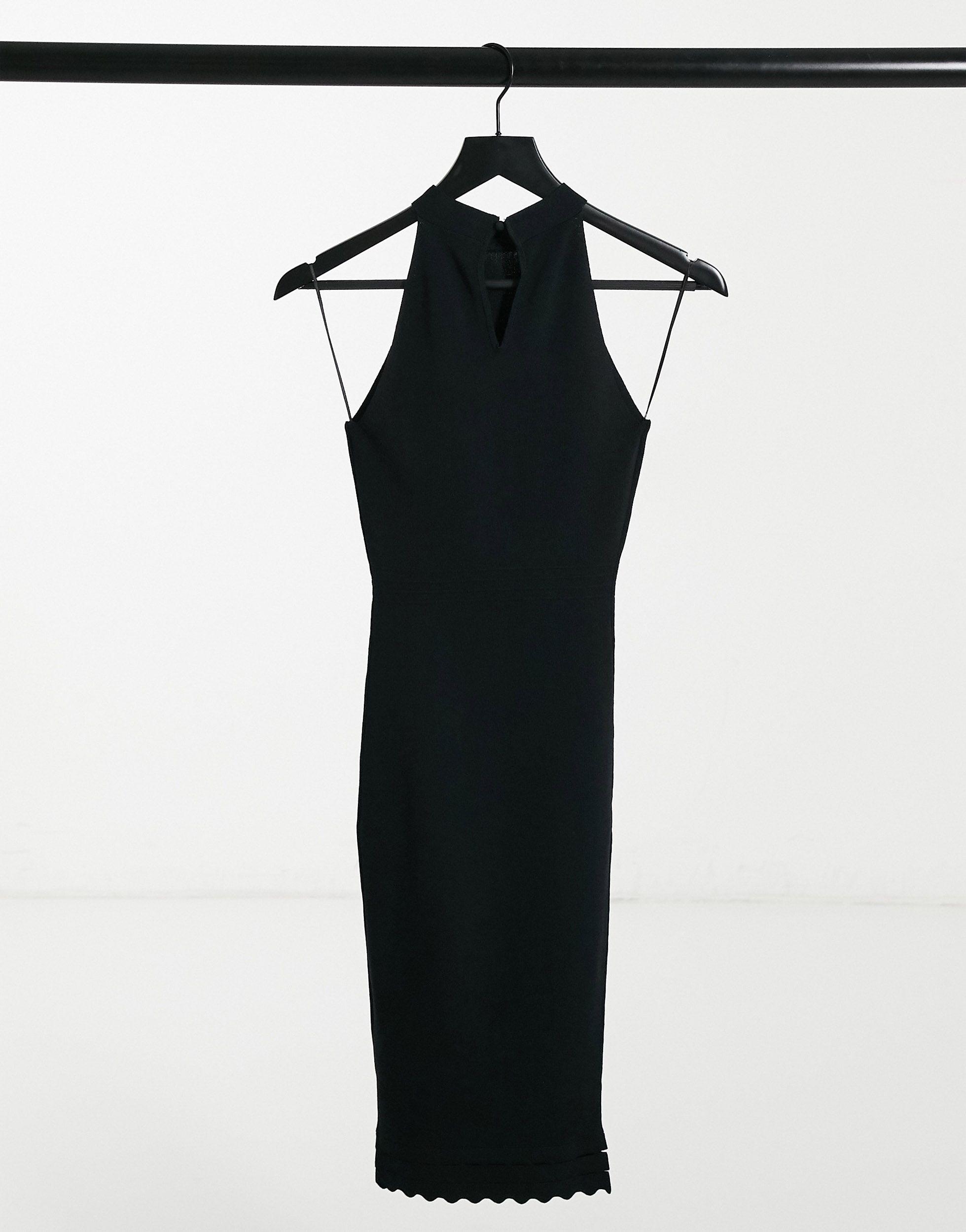 Lipsy Halterneck Midi Dress in Black - Lyst