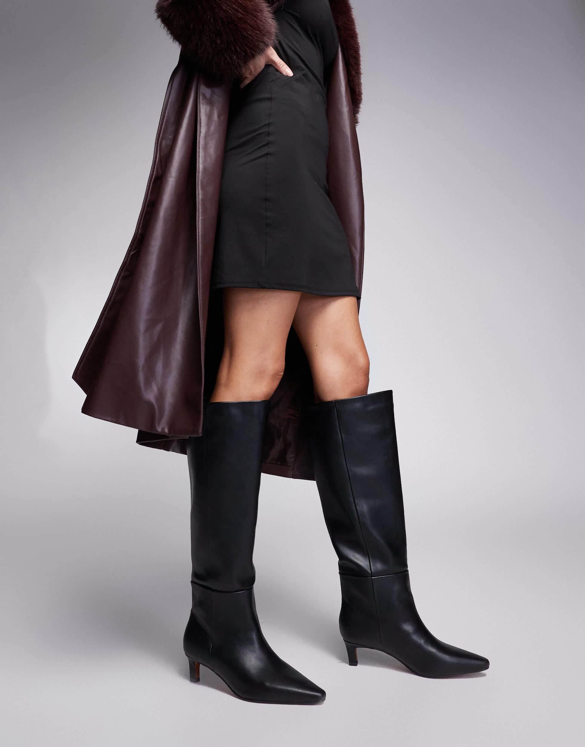 Bottines Femme River Island – Suédine Noire – Talons Bas – Élégantes Et Tendance