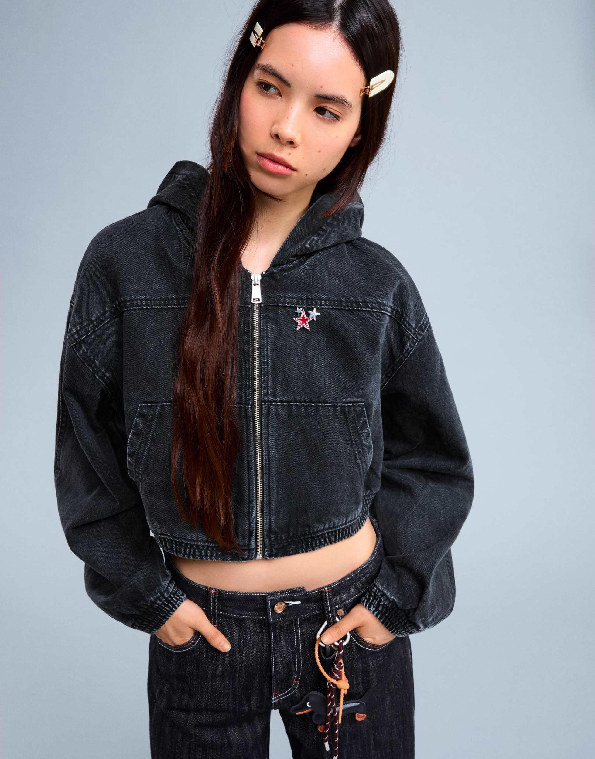 Veste Courte Veste En Jean Longue Bershka Veste En Jean Strass