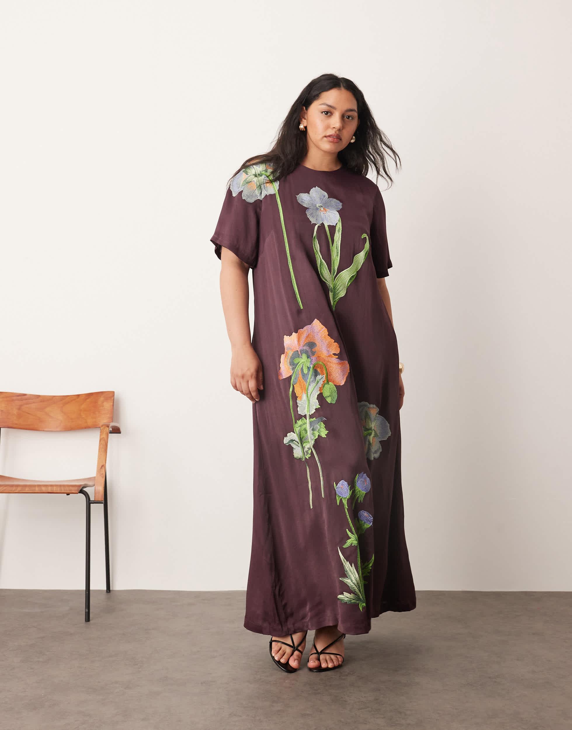 knee length dresses for ladies June Maxi Shirt Dress in Oxford Blue and White Bird Print – KAL RIEMAN main image 0