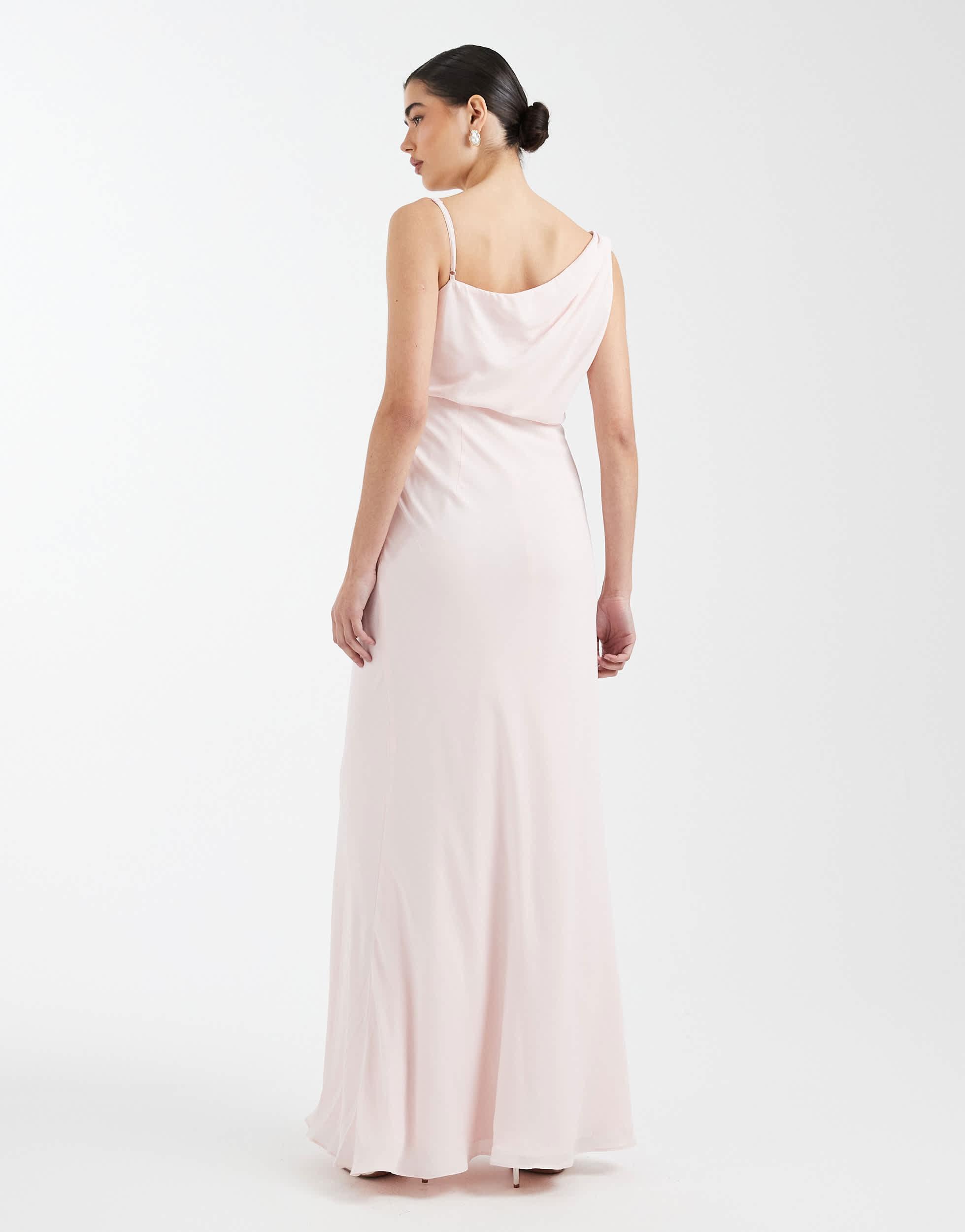 pink asymmetric cowl neck maxi dress Rosalia Cowl Neck Maxi Dress / Raspberry | MESHKI main image 1