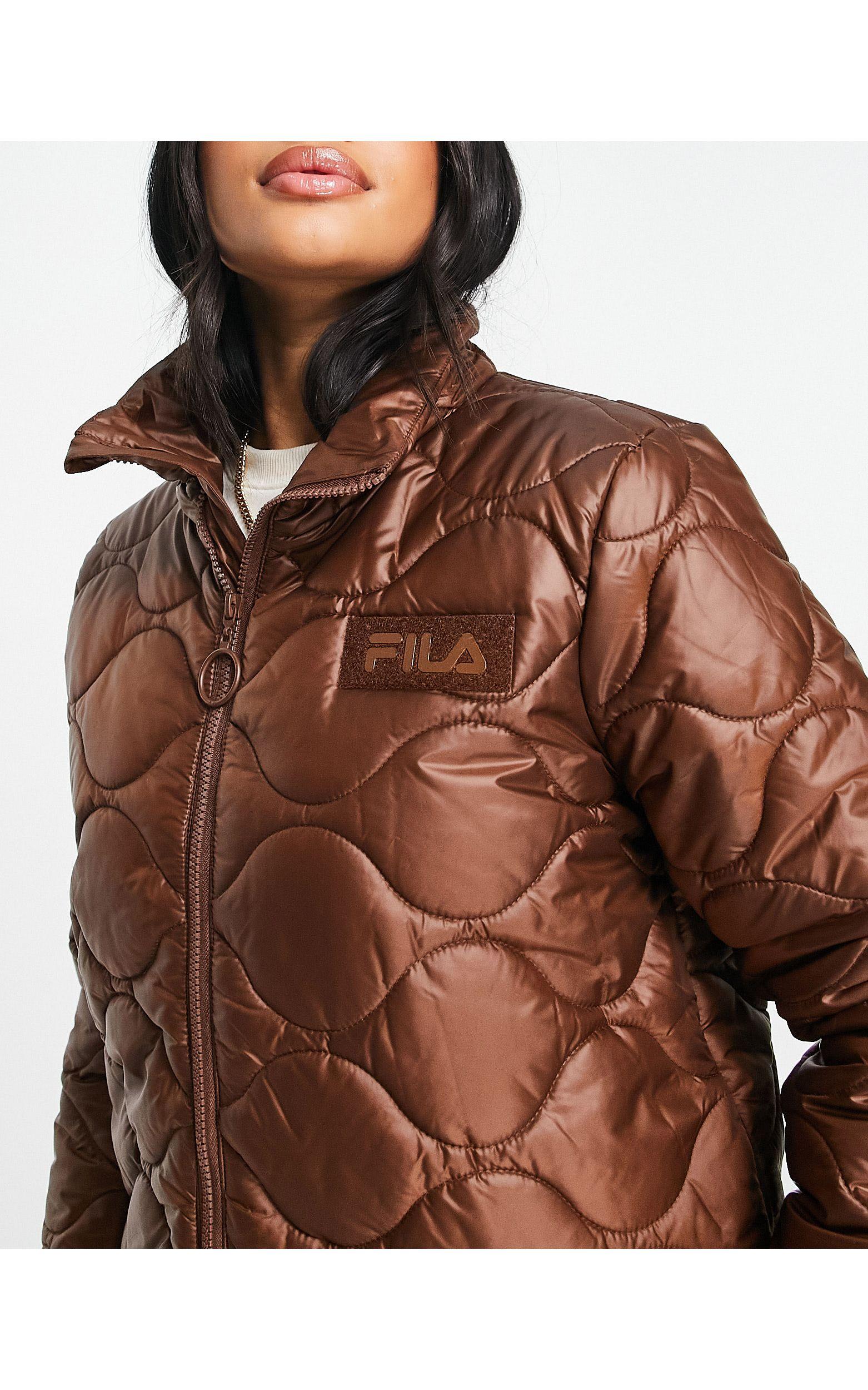 Fila Onion Quilted Puffer Jacket With Logo in Brown | Lyst