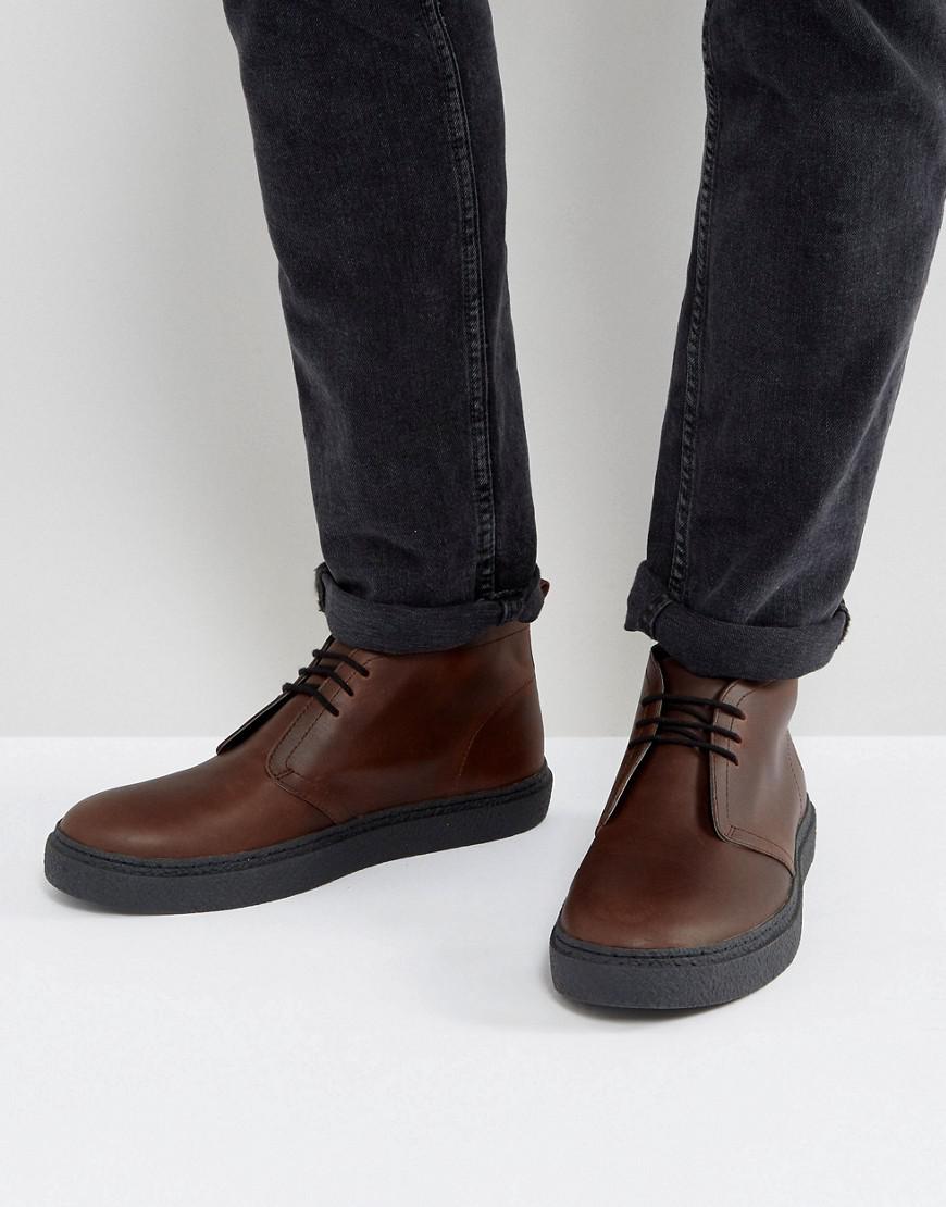 Fred Perry Hawley Mid Leather Desert Boots In Brown for Men - Lyst