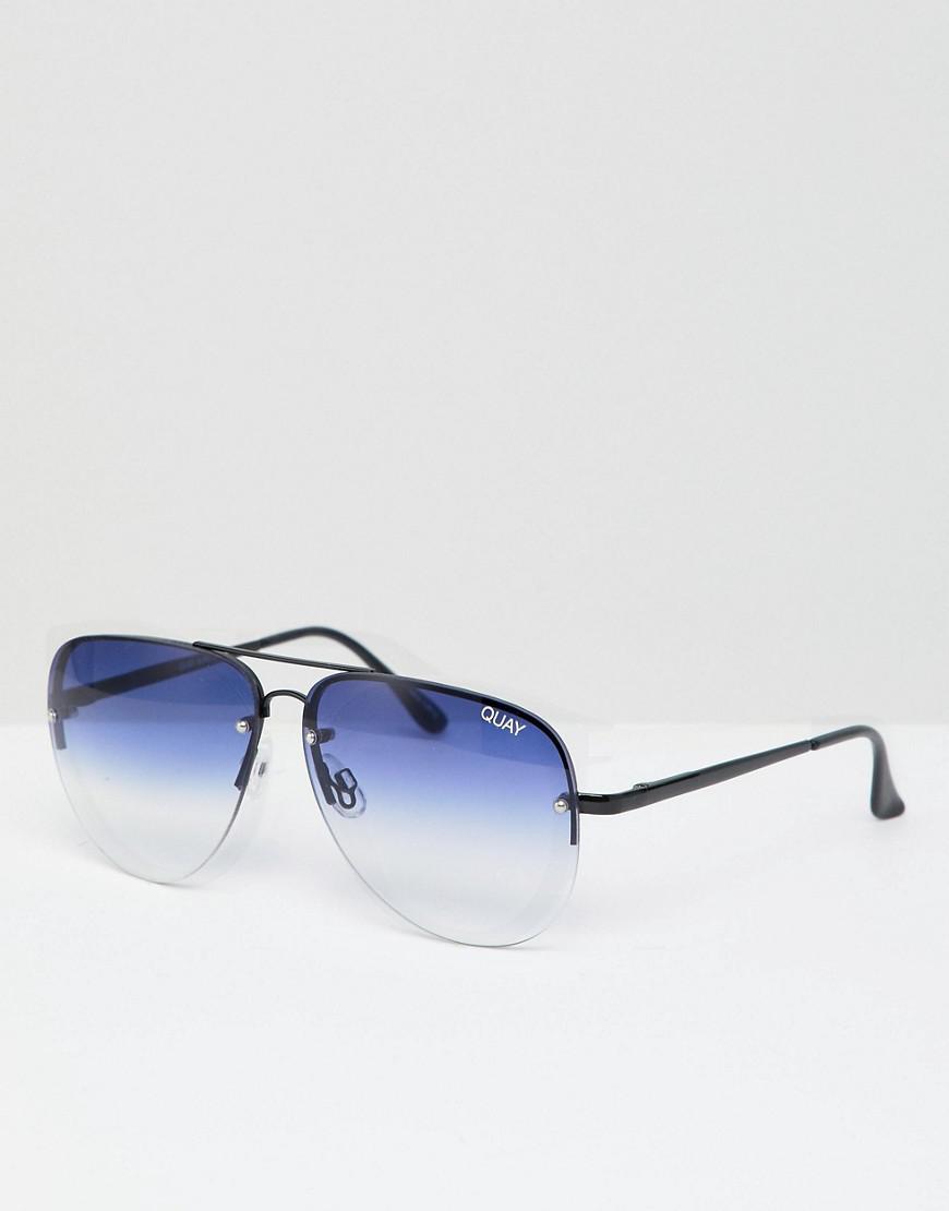 Quay Muse Fade Aviator Sunglasses In Ombre Tinted Lens in Black | Lyst