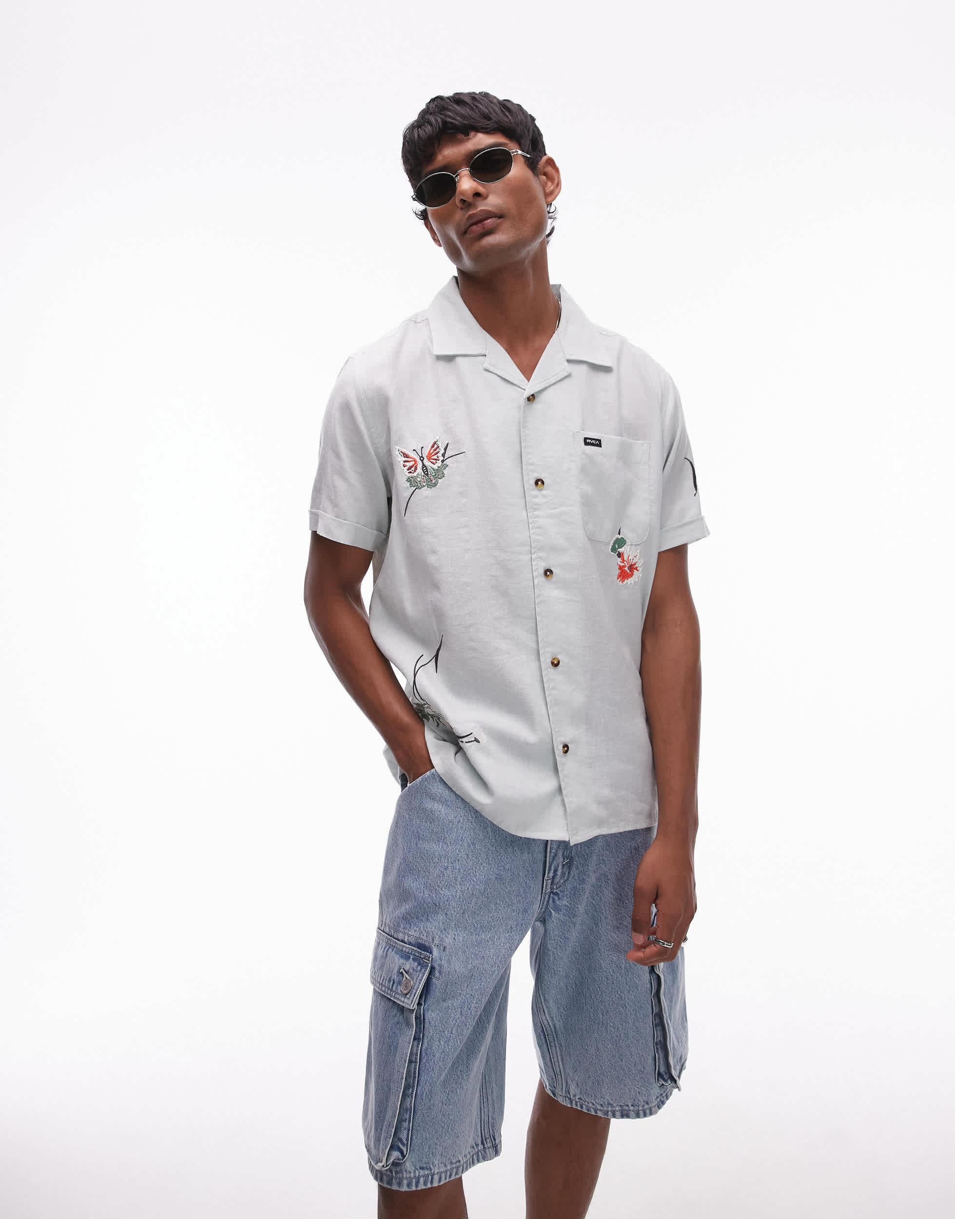 Chemise RVCA Homme - Manches Courtes, Carreaux Noir Et Blanc - Taille XL - Occasion