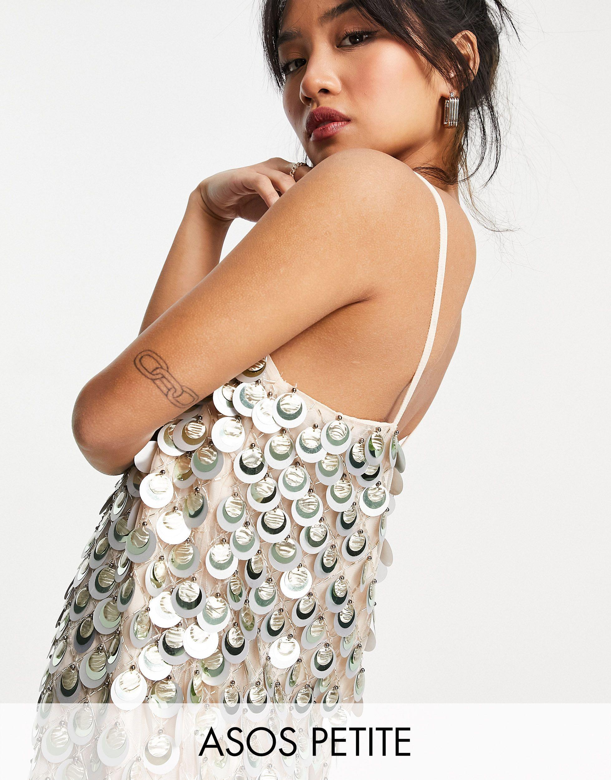 ASOS Asos Design Petite Disc Sequin Cami Embellished Mini Dress | Lyst
