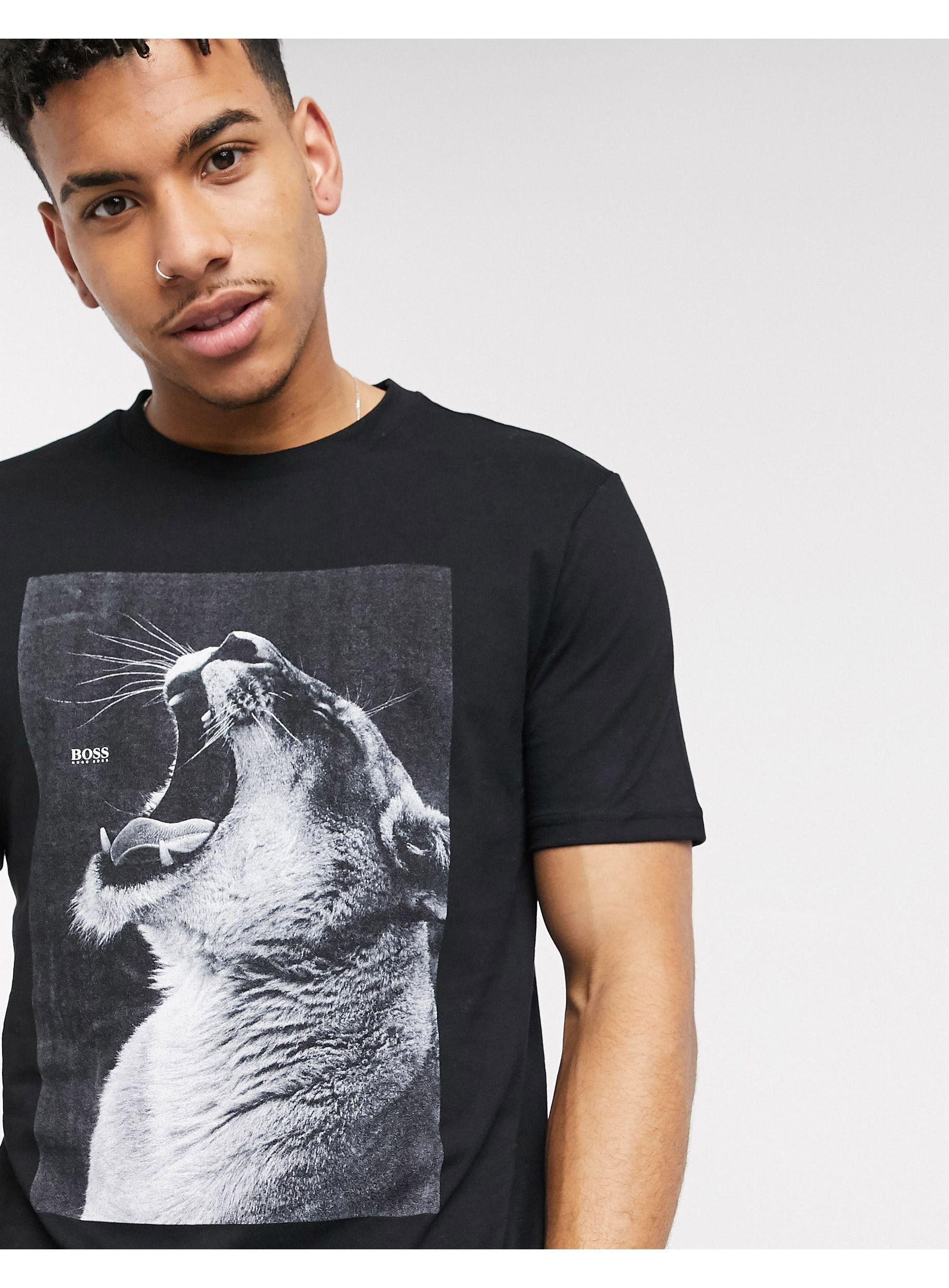 BOSS by HUGO BOSS Troaar 2 Lion Print T-shirt in Black for Men | Lyst UK