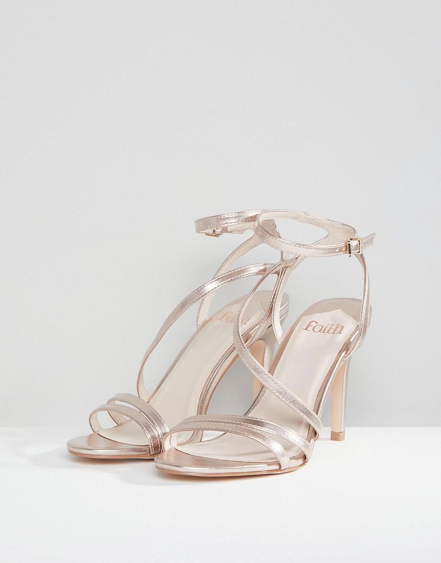 Faith Delly Rose Gold Heeled Sandals in 