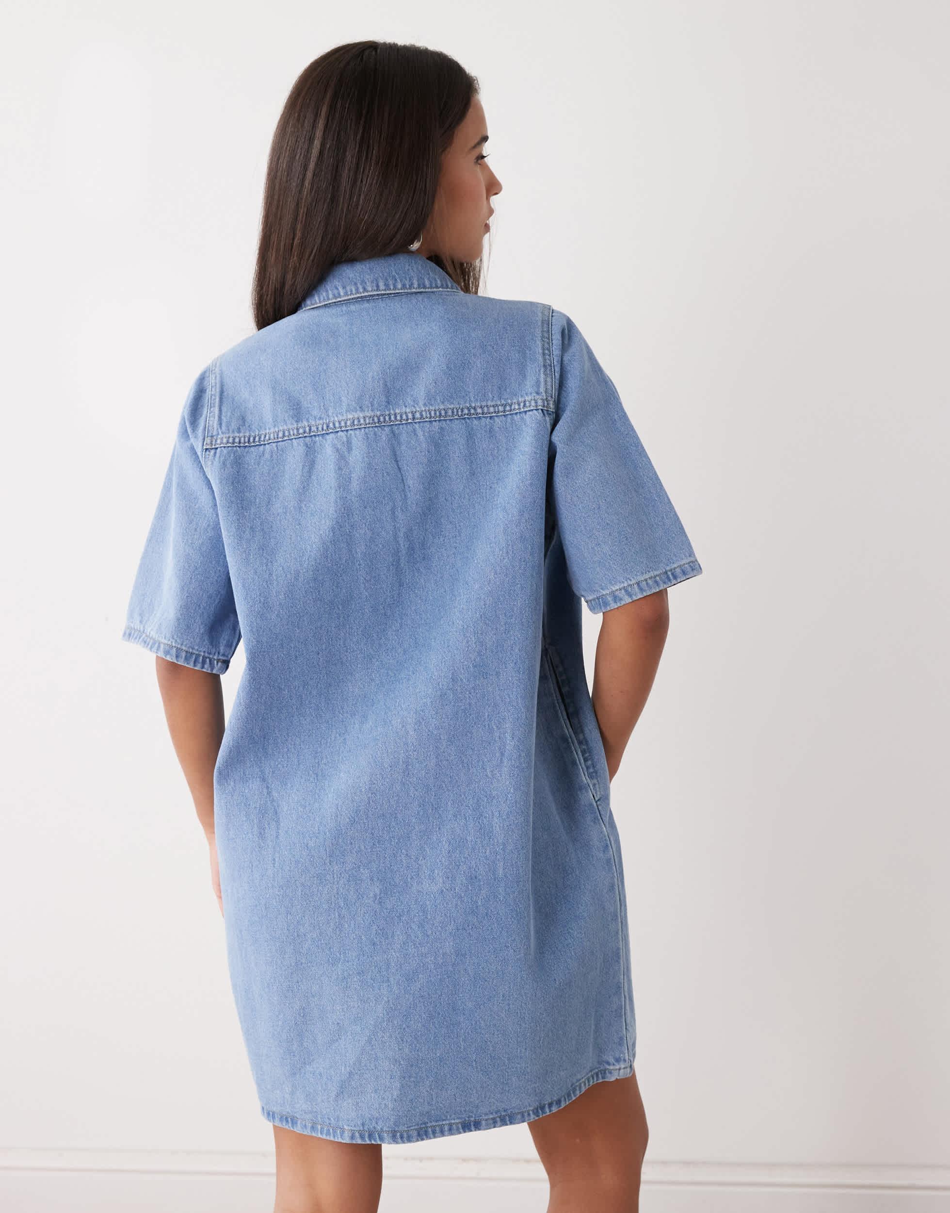 boxy denim dress Noisy May Oversized With Pockets in Blue Color:#5-Amethyst Yseult Mauve Multi Maxi CS-DRESSES Boohoo The JJXX boxy denim