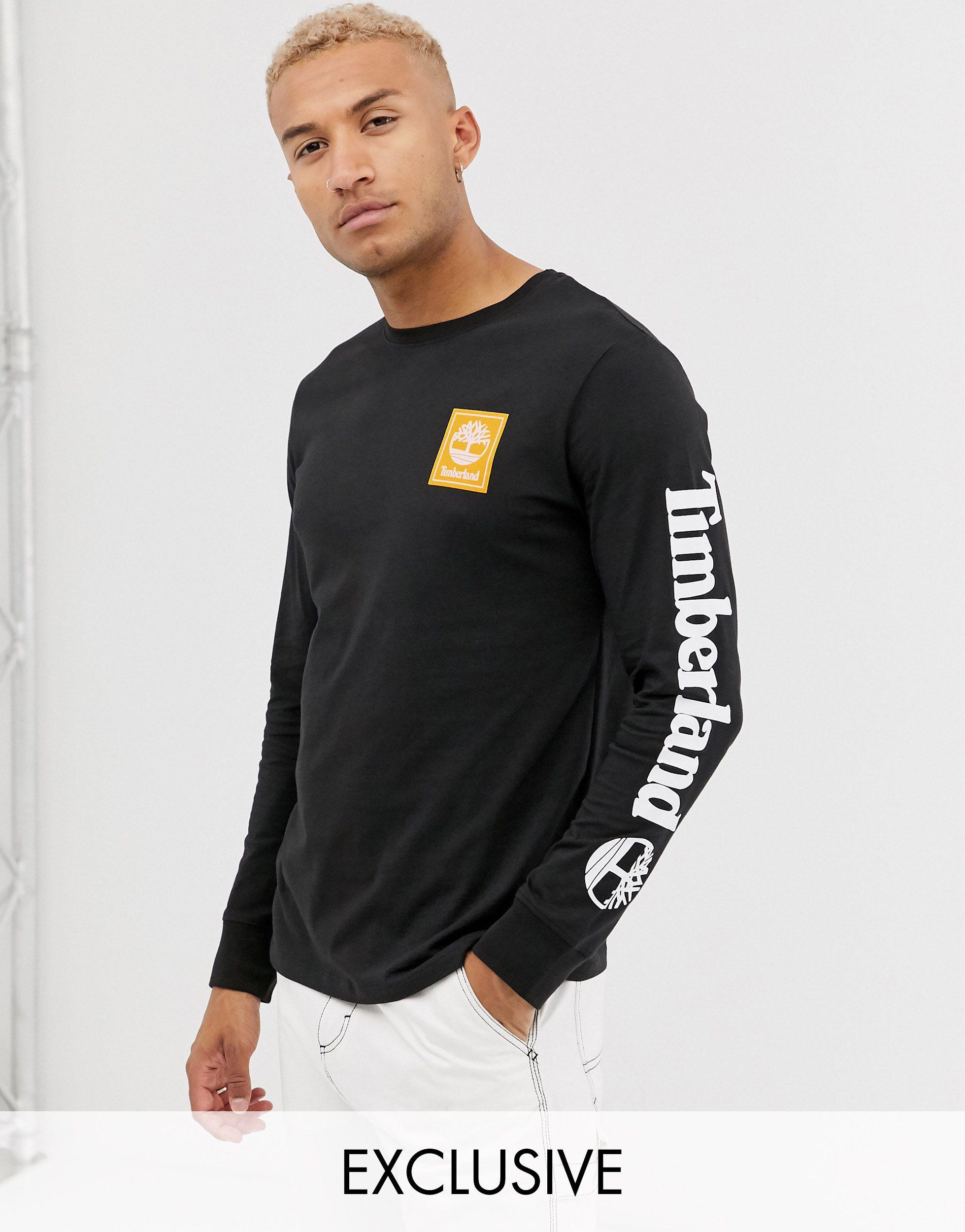 Timberland Exclusive Long Sleeve Arm Logo T-shirt in Black for Men | Lyst