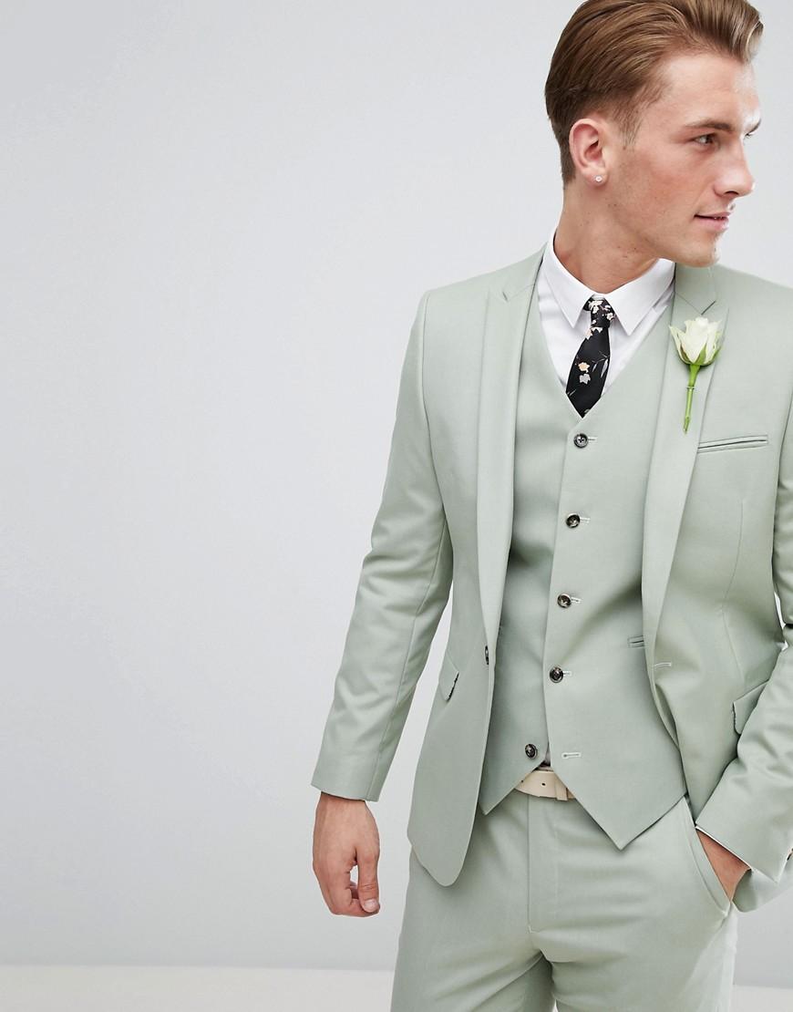 Chaqueta de traje verde bosque ajustada de mezcla de lana con diseño de  espiga de ASOS DESIGN Wedding - GLAMI.es