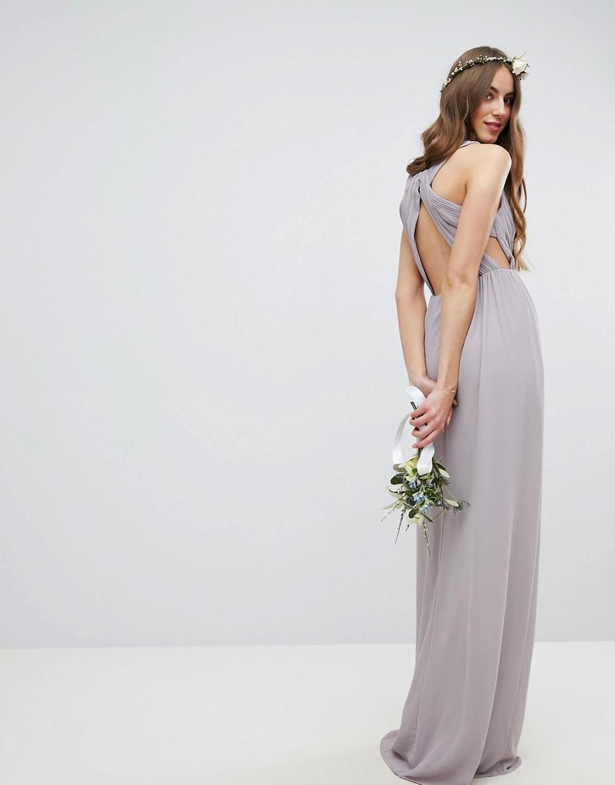tfnc pleated maxi bridesmaid dress with back detail