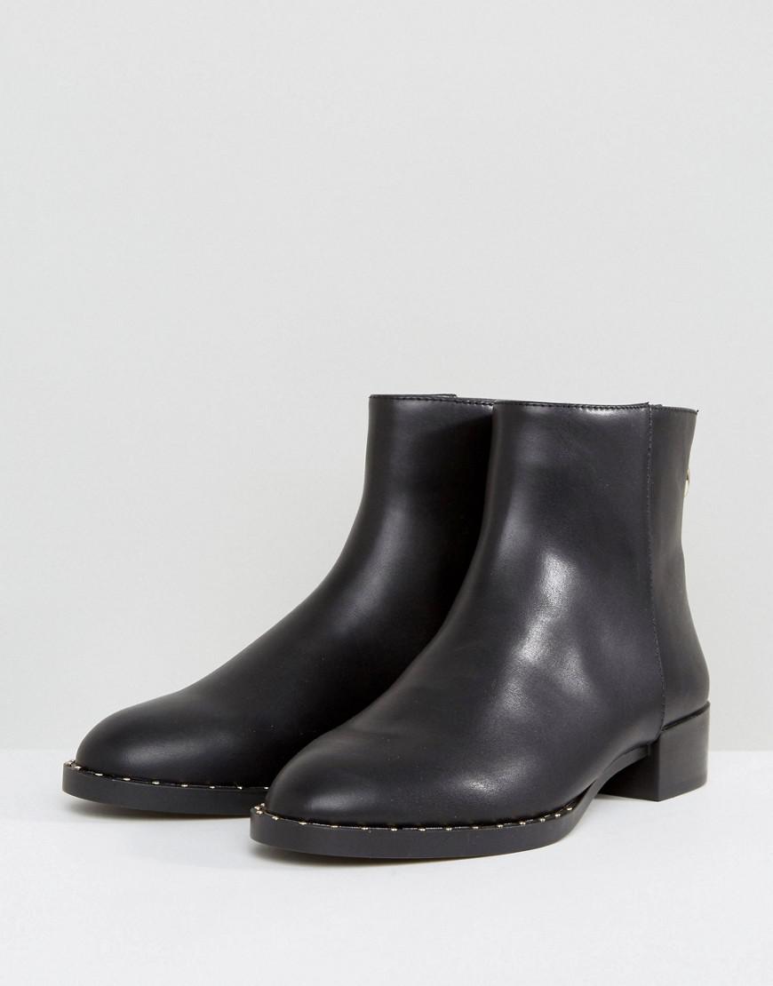 Pull&Bear Denim Zip Detail Ankle Boot in Black - Lyst