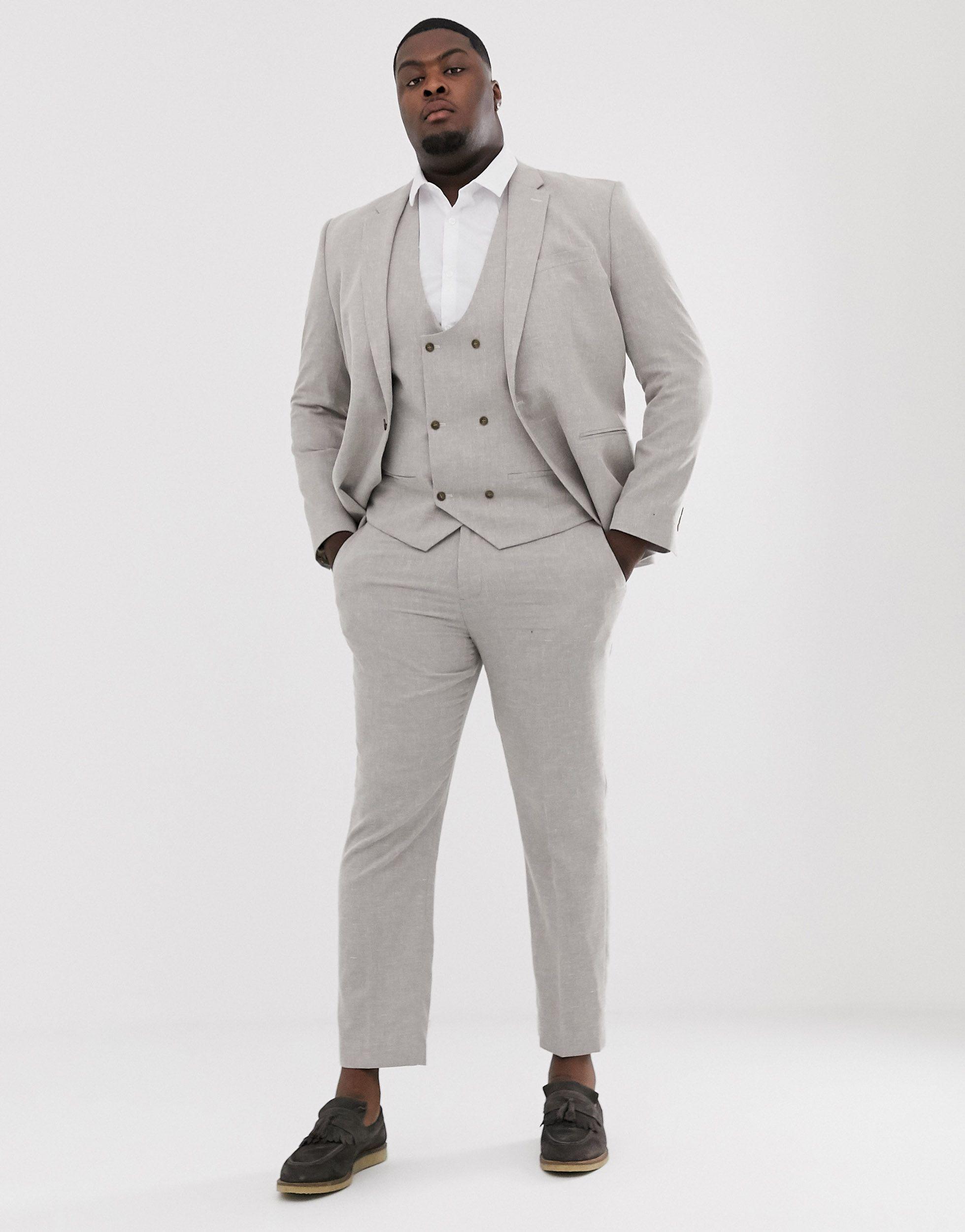 River Island Big & Tall Linen Suit Waistcoat for Men | Lyst