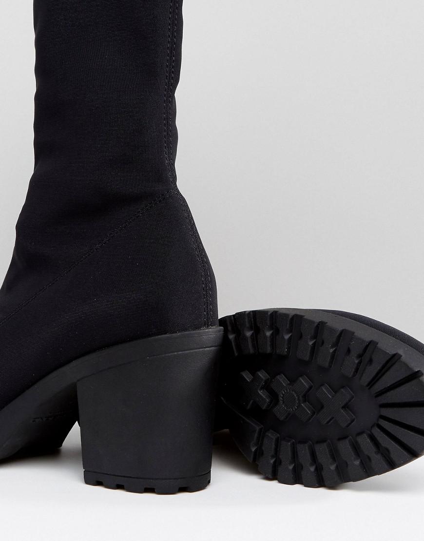 Vagabond Womens Grace Sock Closed Toe Fashion Block Heel Black Boots 