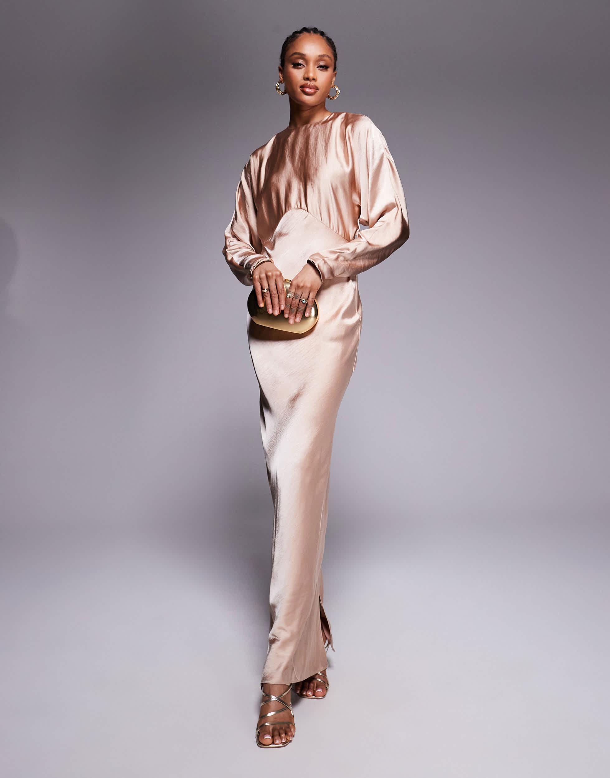asos design satin batwing bias cut maxi dress ASOS Design - Maxi Dress - Women - Polyester/Spandex - 6 US