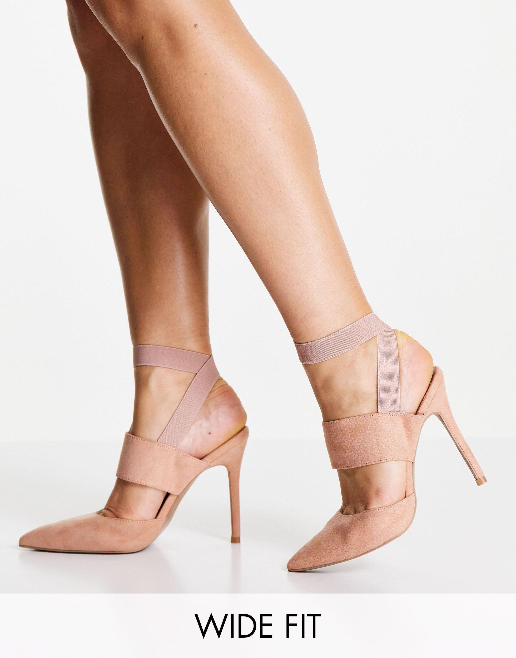 Whistling - scarpe con tacco alto beige con elastico a pianta larga di ASOS  in Neutro | Lyst