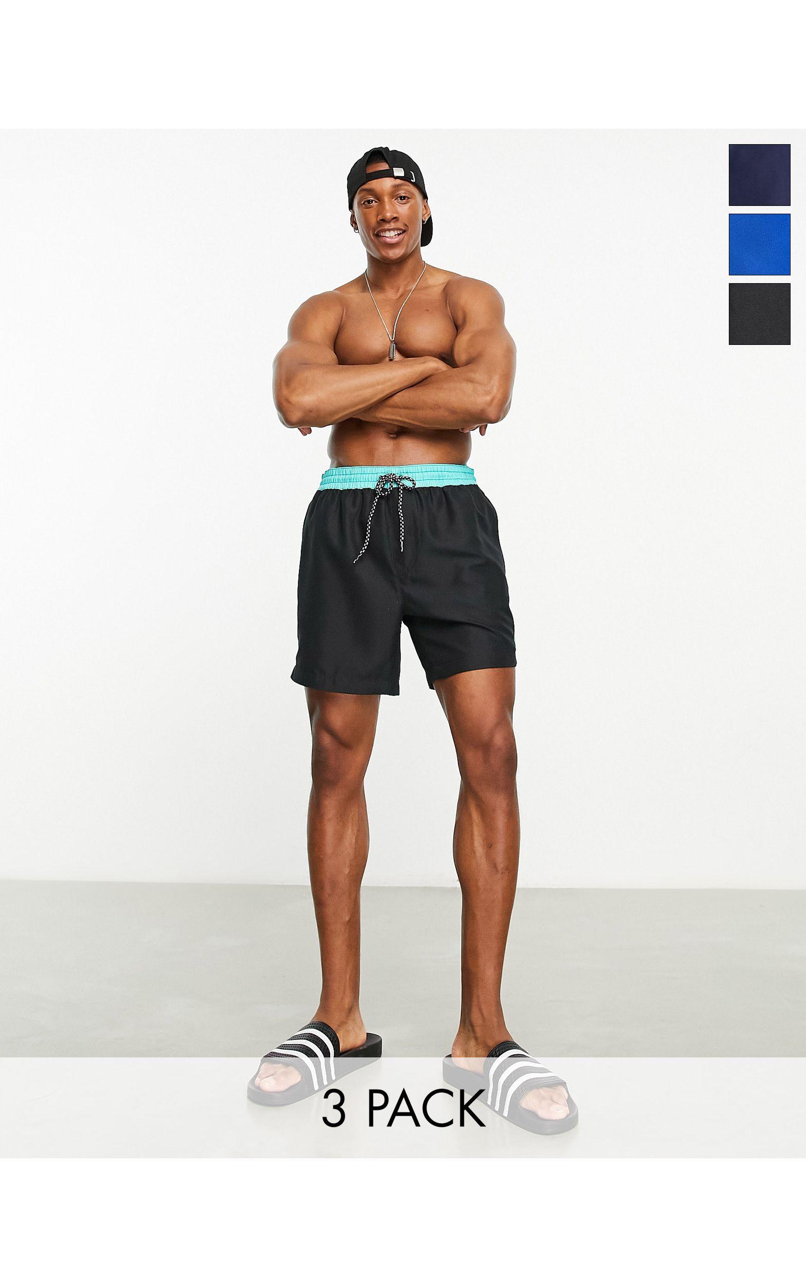 Threadbare Pengali 3 Pack Swim Shorts in White for Men | Lyst